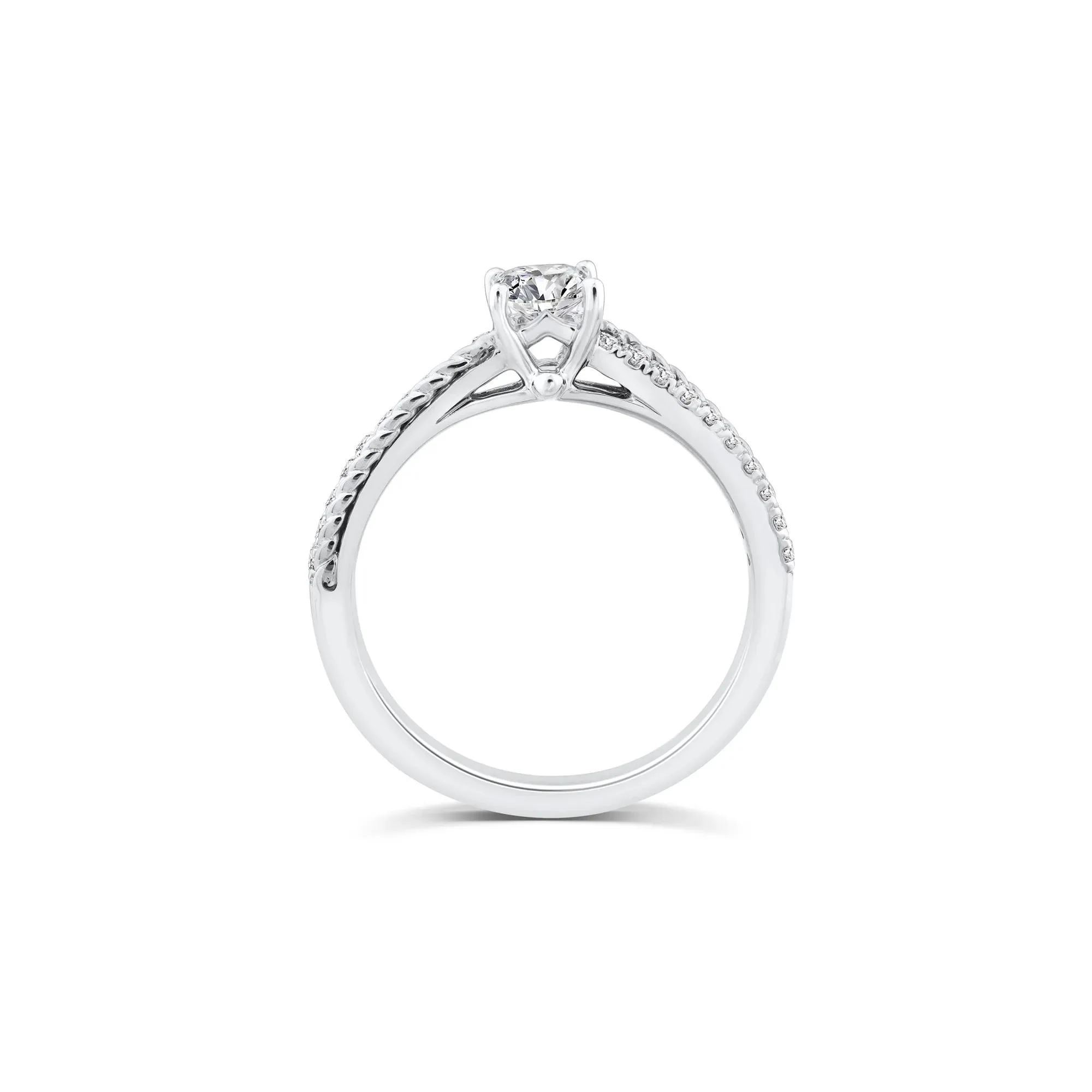 5/8 CT. Tw. Princess-Cut Diamond Engagement Ring 14K White Gold Round Brilliant Cut Size 6 2mm - Image 2