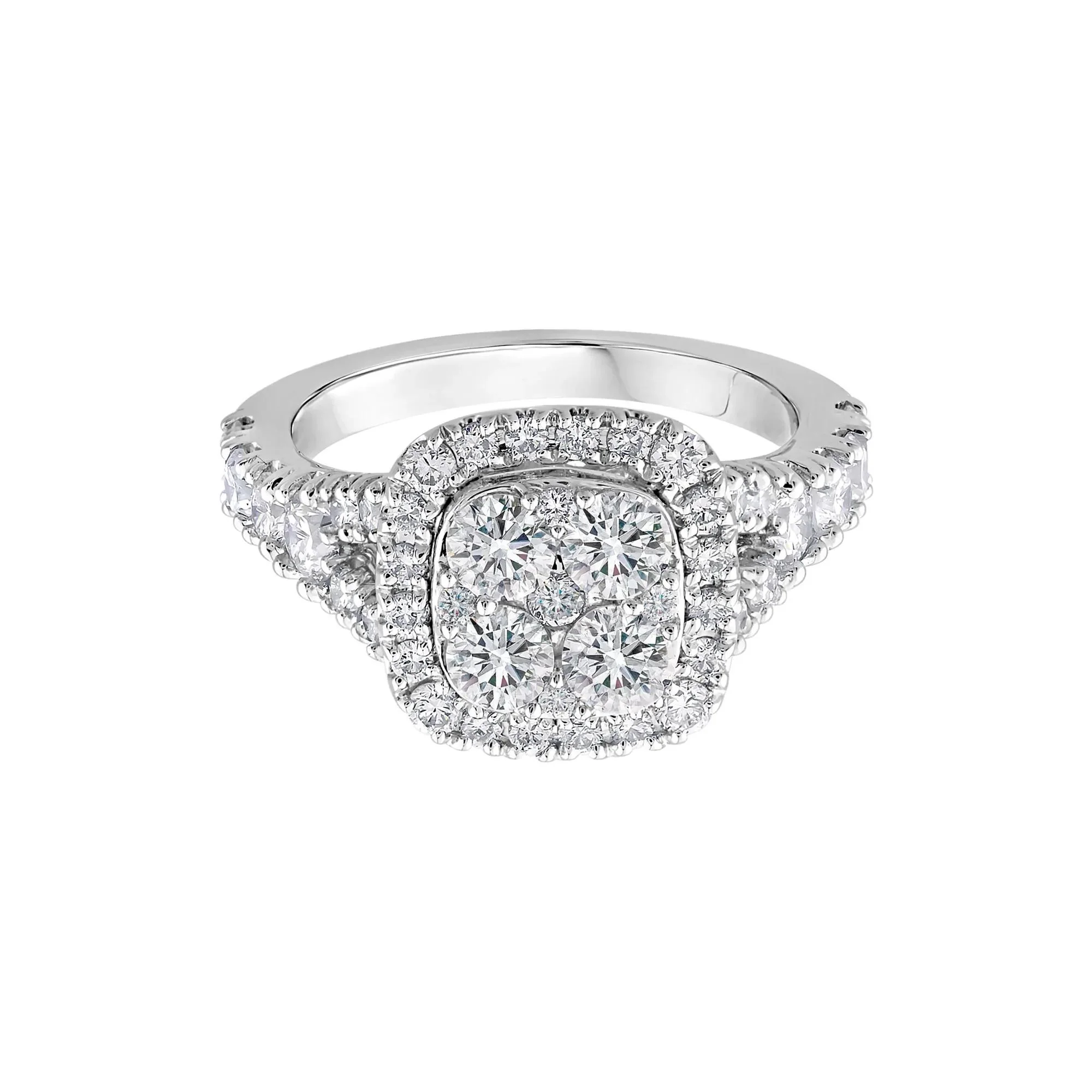 2 CT. Tw. Lab Grown Diamond Composite Engagement Ring 14K White Gold Round Brilliant Cut Size 6.5