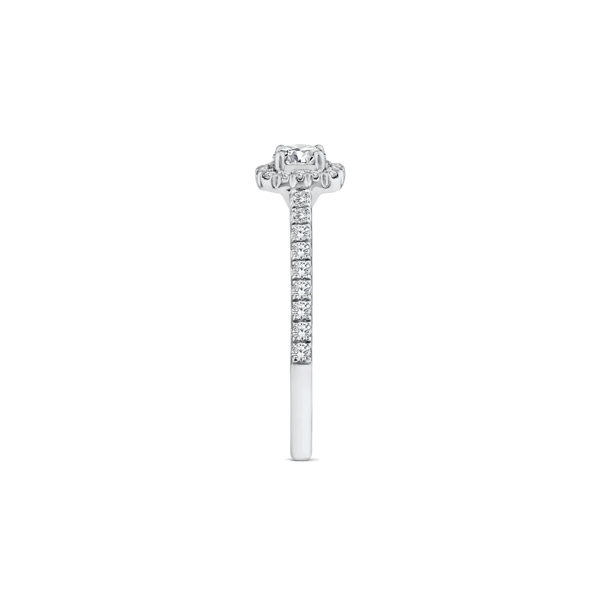 5/8 CT. Tw. Diamond Halo Engagement Ring 14K White and Yellow Gold Round Brilliant Cut Size 8.5 1.5mm - Image 3