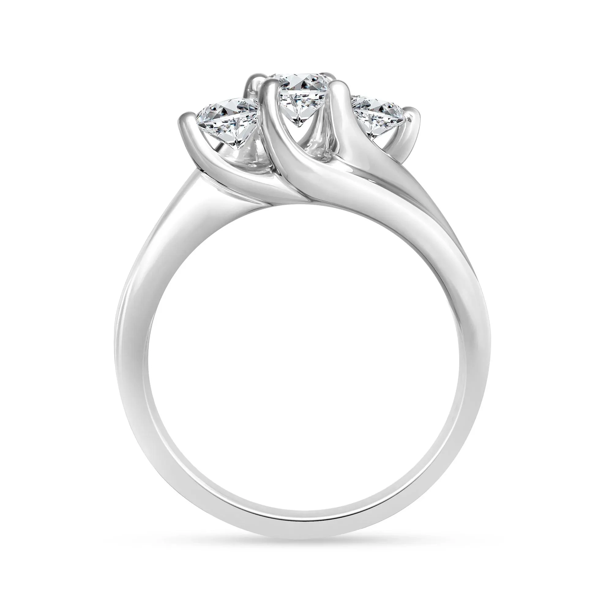 1 CT. Tw. Diamond Three-Stone Ring 14K White Gold Round Brilliant Cut Size 7 2.5mm - Image 2