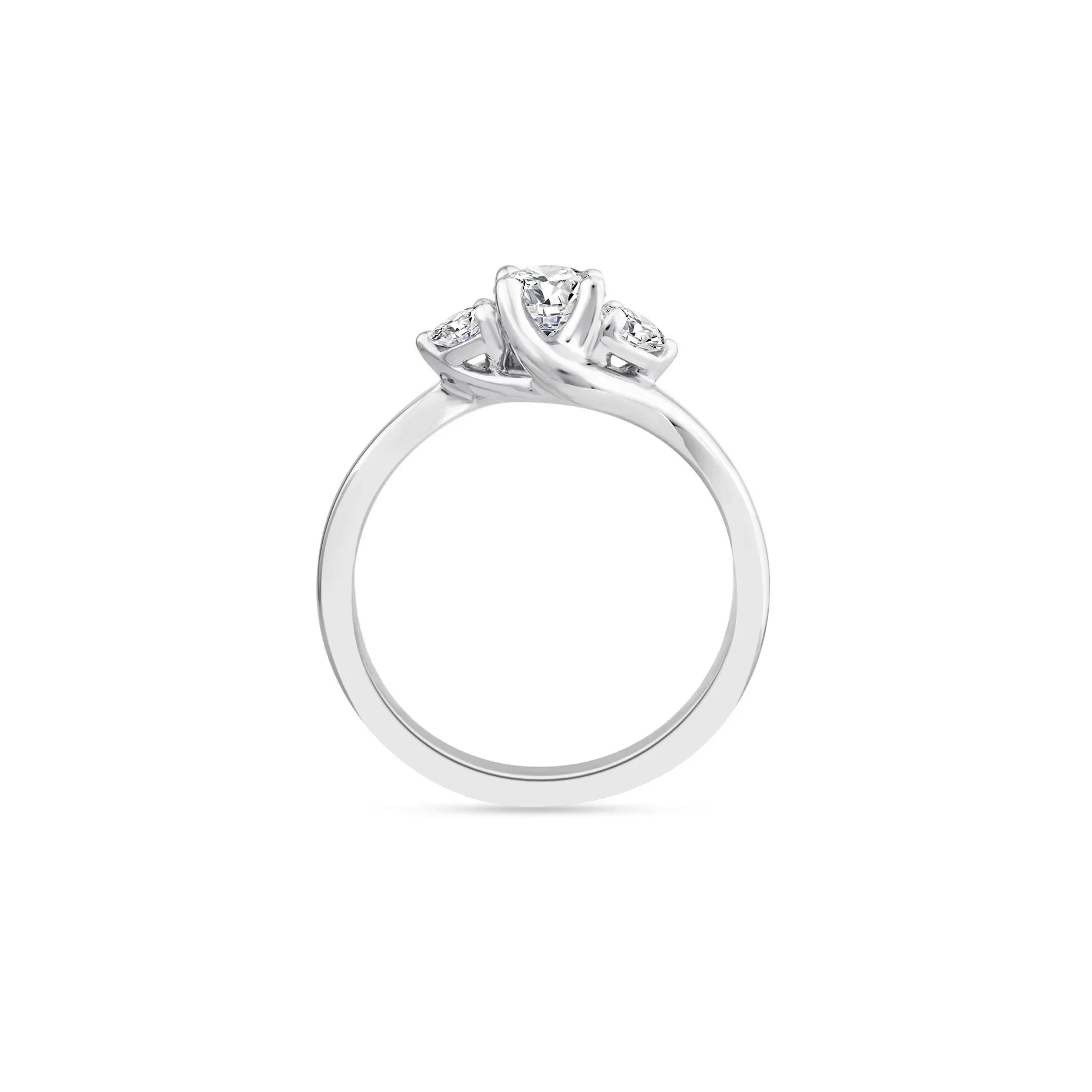 3/4 CT. Tw. Diamond Three-Stone Bypass Ring 14K White Gold Round Brilliant Cut Size 6 11.5mm - Image 3