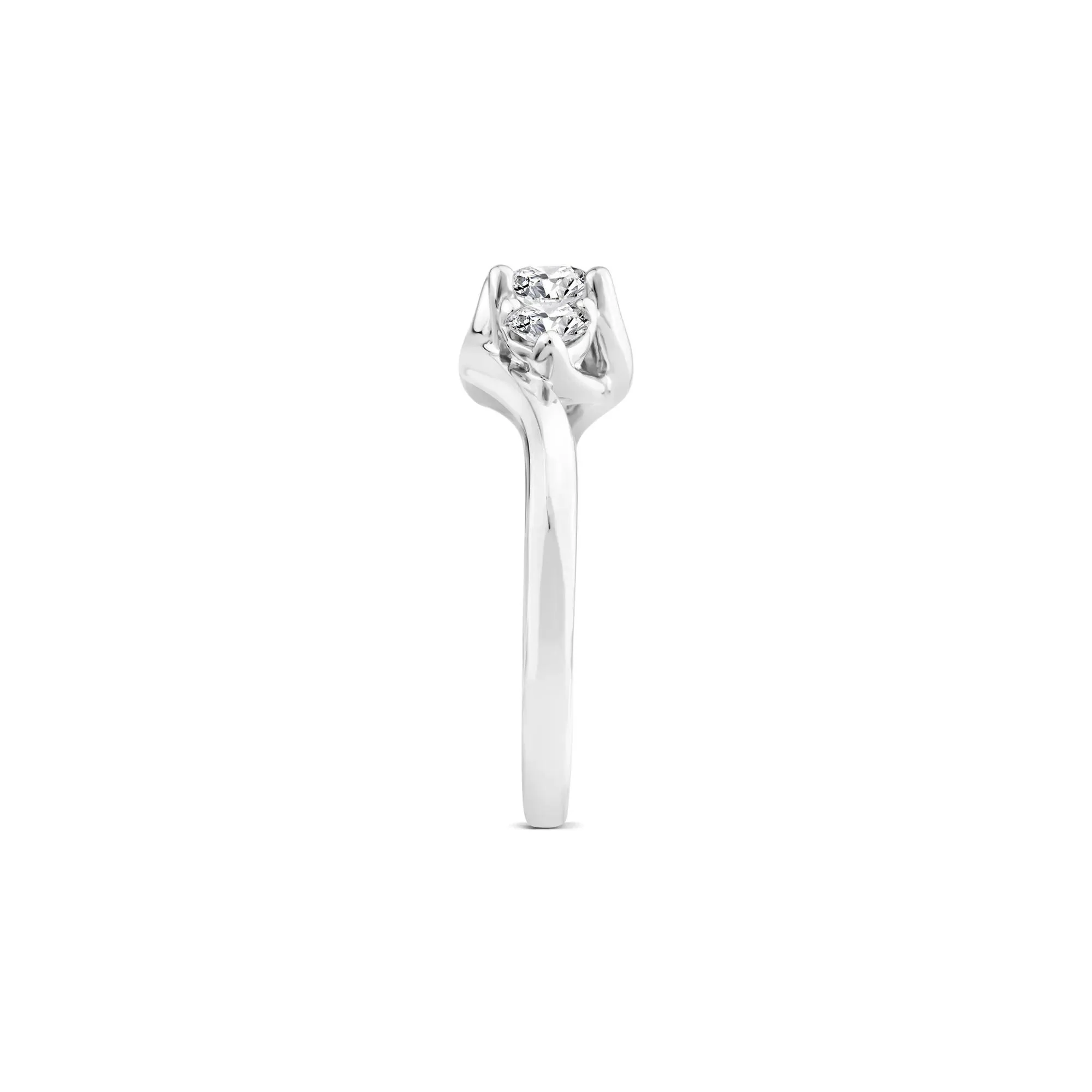3/4 CT. Tw. Diamond Three-Stone Bypass Ring 14K White Gold Round Brilliant Cut Size 8 11.5mm - Image 2