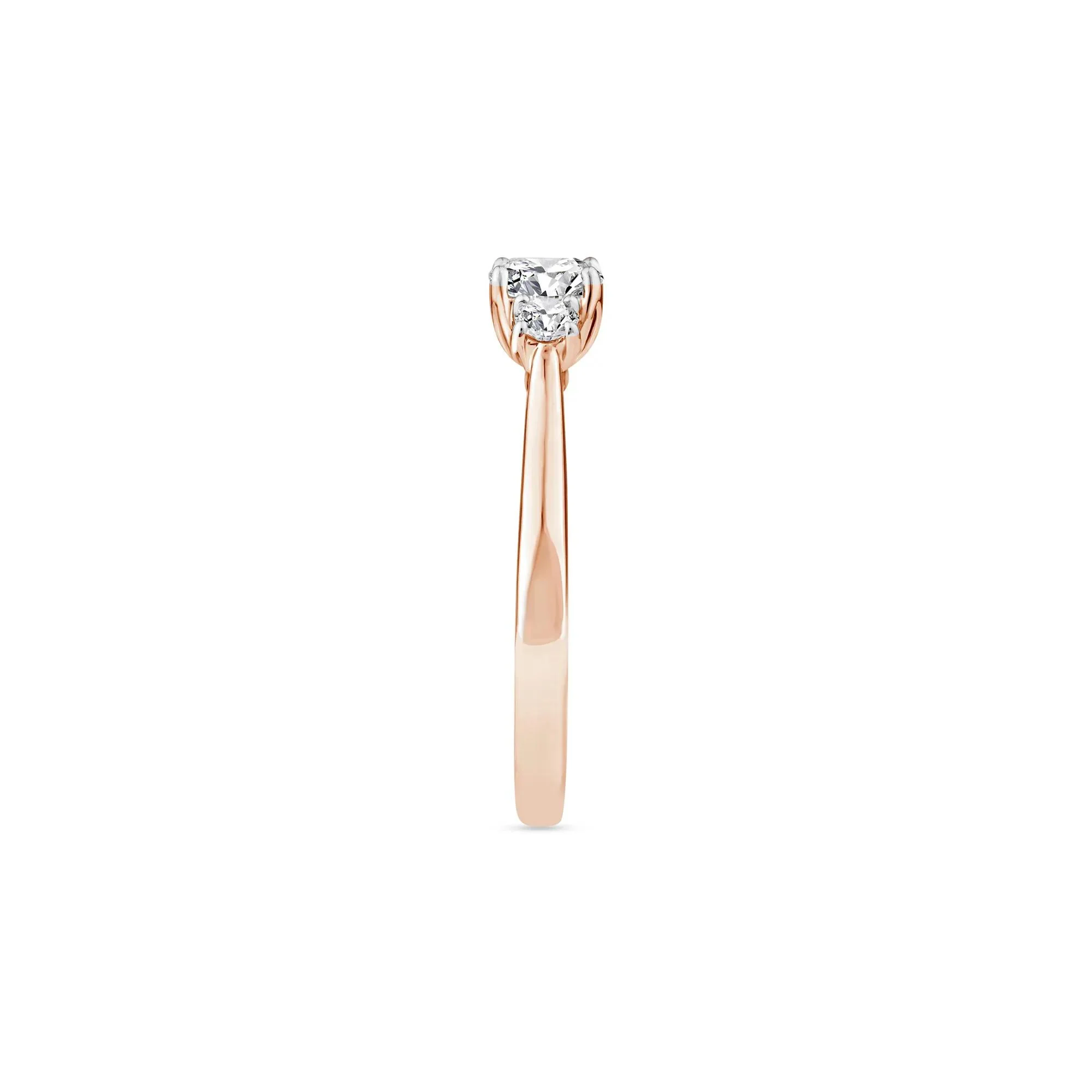 1/2 CT. Tw. Diamond Oval Center Three-Stone Ring 14K Rose Gold Round Brilliant Cut Size 4 2mm - Image 3