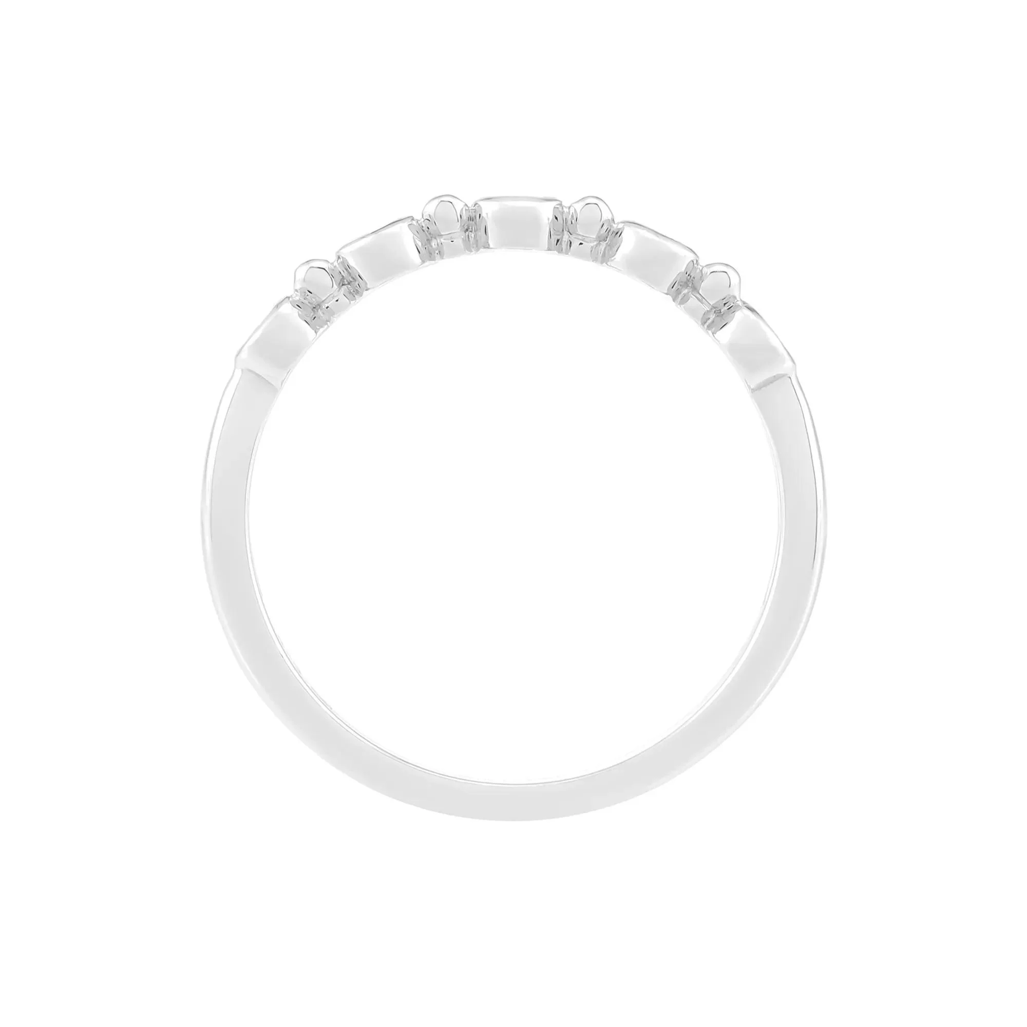 Lab-Created Blue Sapphire Bezel Stack Ring .925 Sterling Silver Round Brilliant Cut White Size 7.5 2mm - Image 2