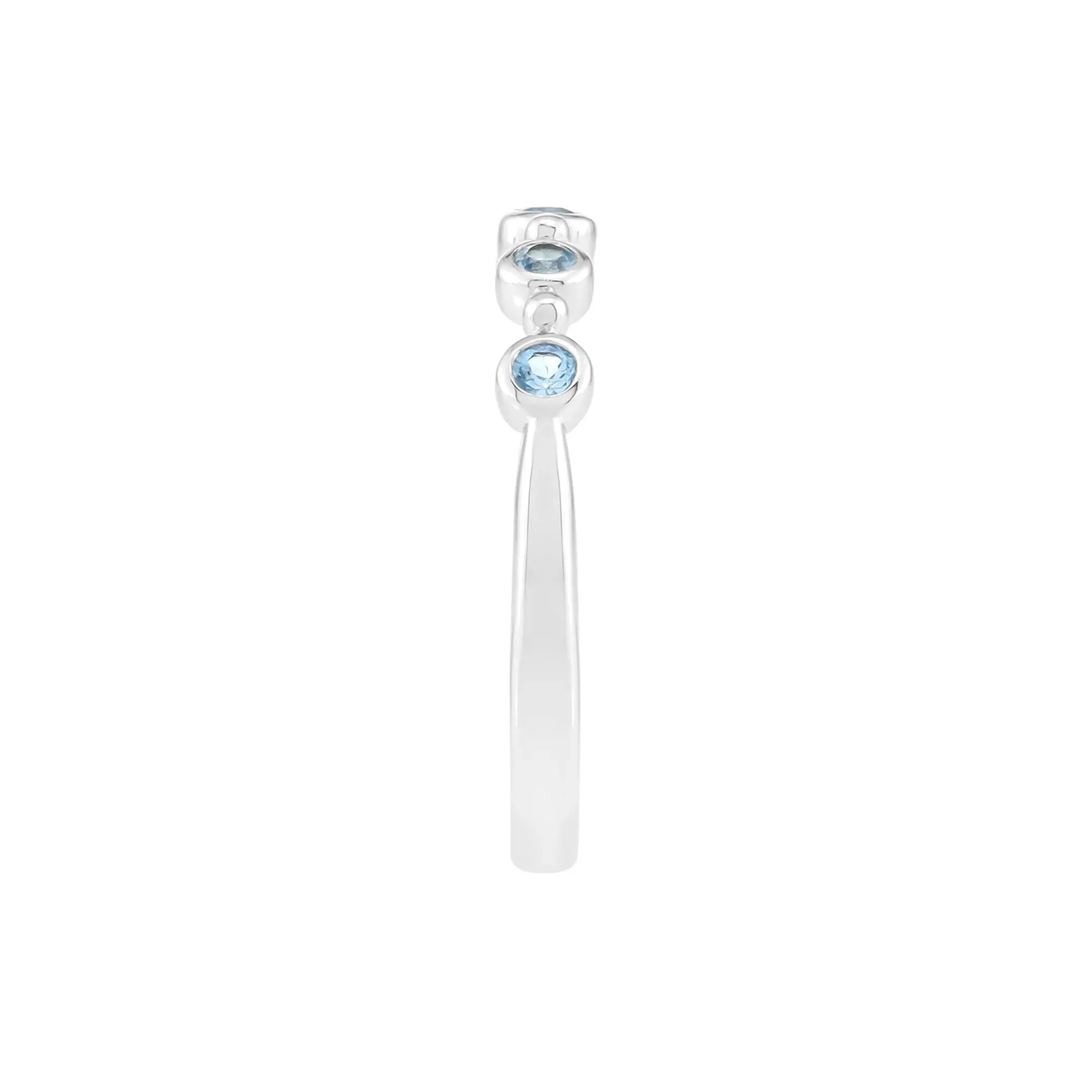 Swiss Blue Topaz Bezel Stack Ring .925 Sterling Silver White Size 7 2mm - Image 3