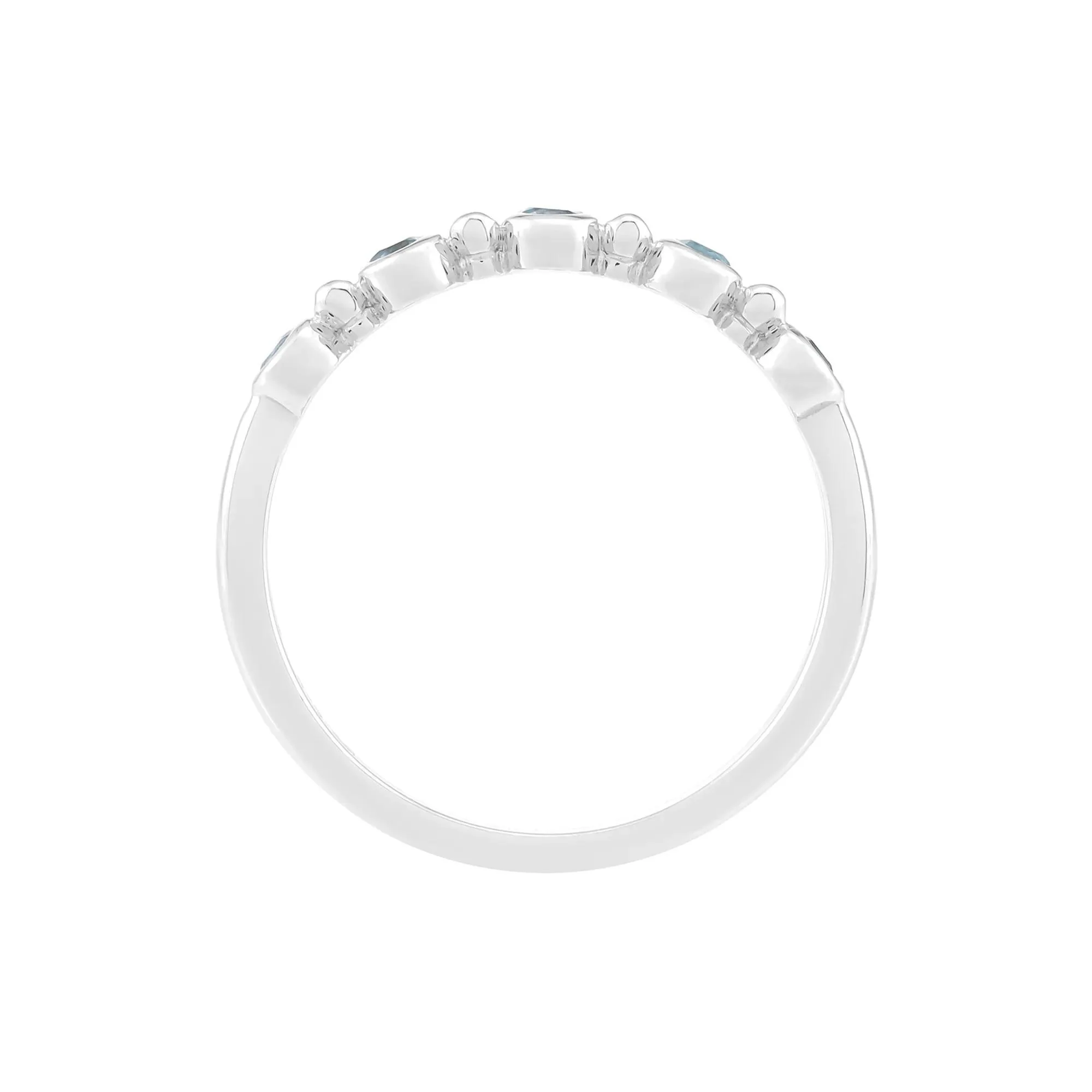 Lab-Created Cabochon Opal Bezel Stack Ring .925 Sterling Silver White Size 8.5 2mm
