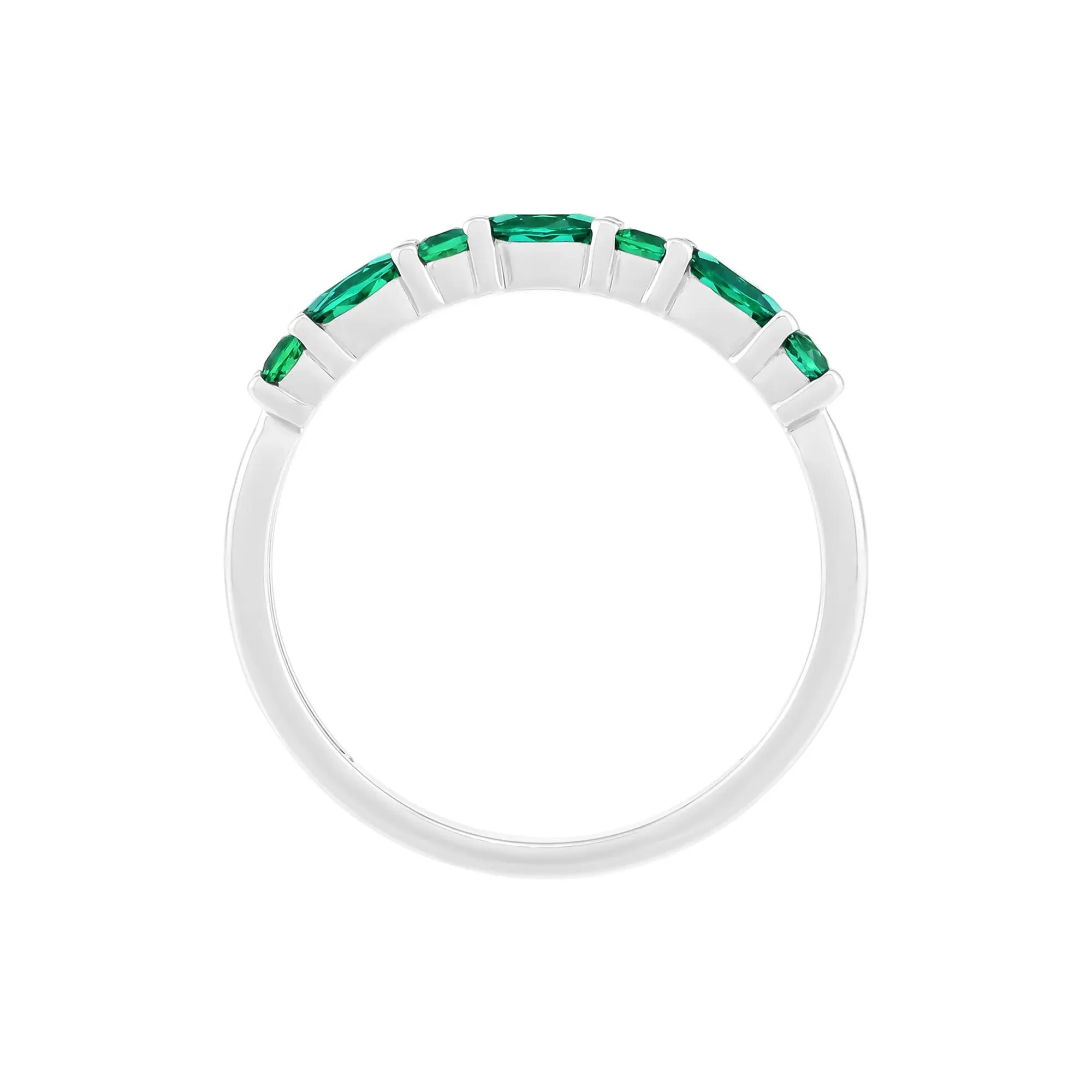 Lab-Created Emerald Stack Ring .925 Sterling Silver White Size 10 1.5mm - Image 3