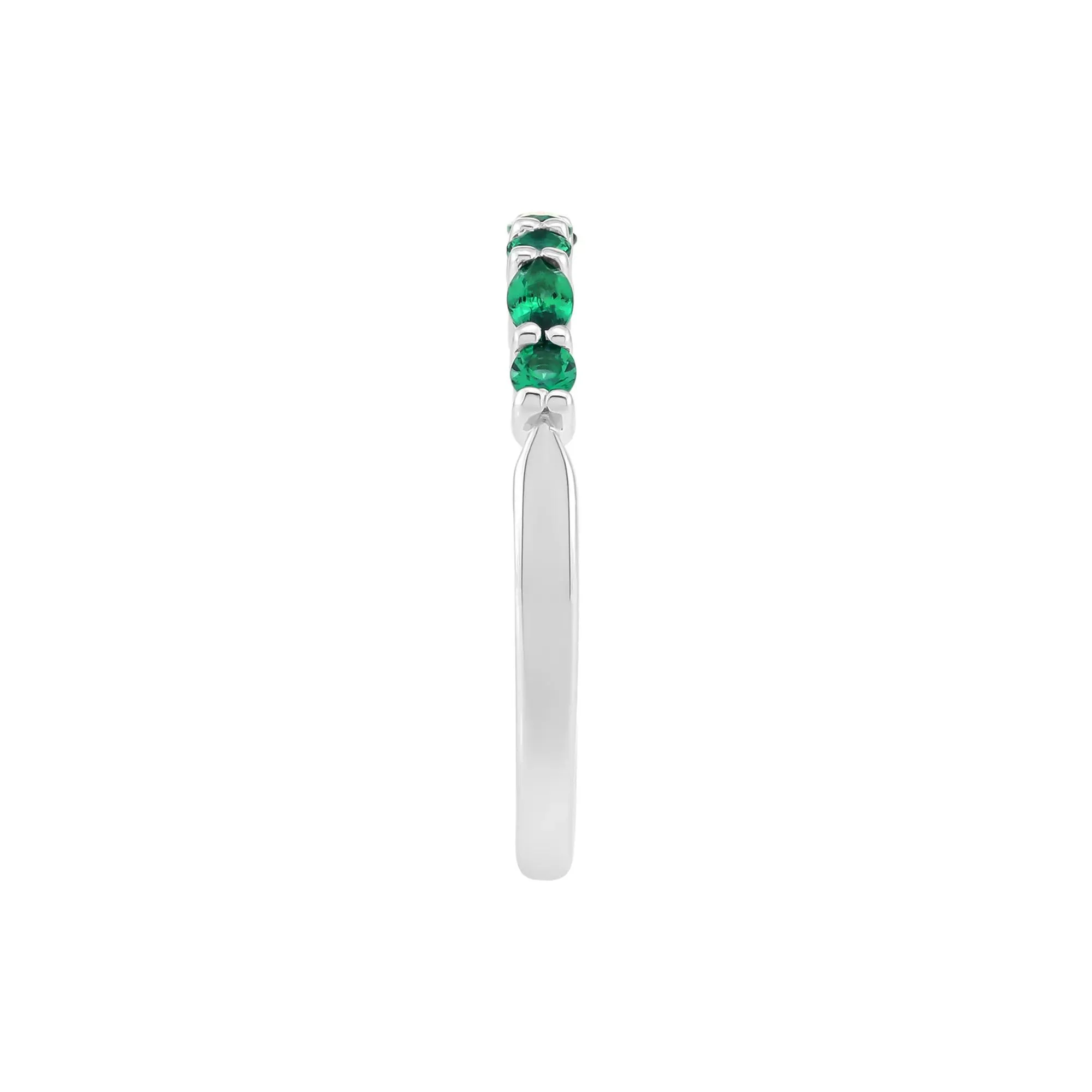 Lab-Created Emerald Stack Ring .925 Sterling Silver White Size 9 1.5mm - Image 2