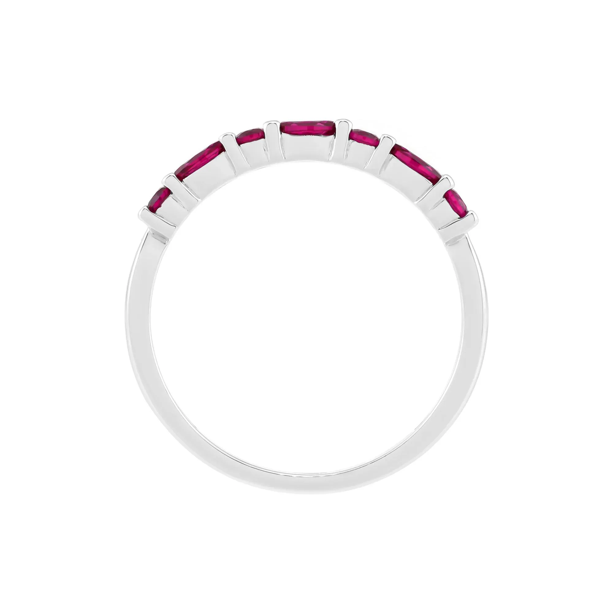 Lab-Created Ruby Stack Ring .925 Sterling Silver White Size 6.5 1.5mm - Image 2