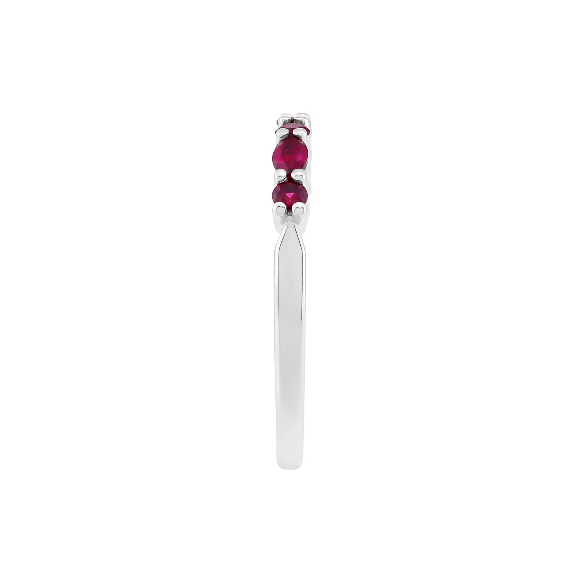 Lab-Created Ruby Stack Ring .925 Sterling Silver White Size 7 1.5mm - Image 3