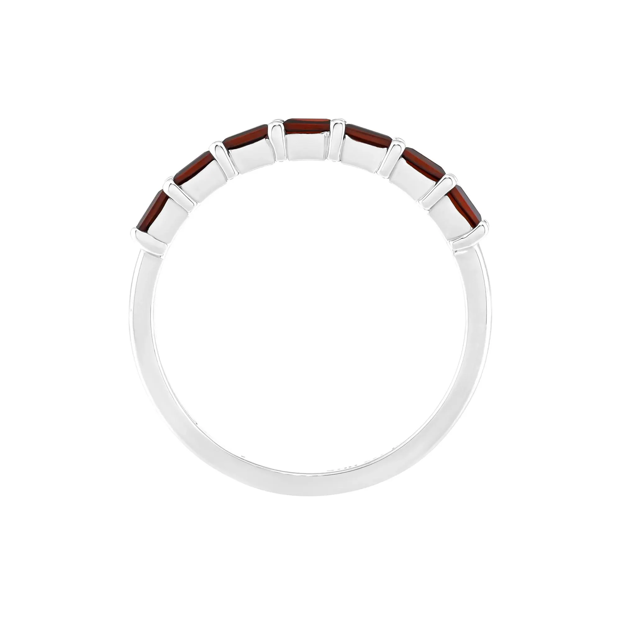 Garnet Baguette Stack Ring .925 Sterling Silver White Size 7 1.5mm - Image 2