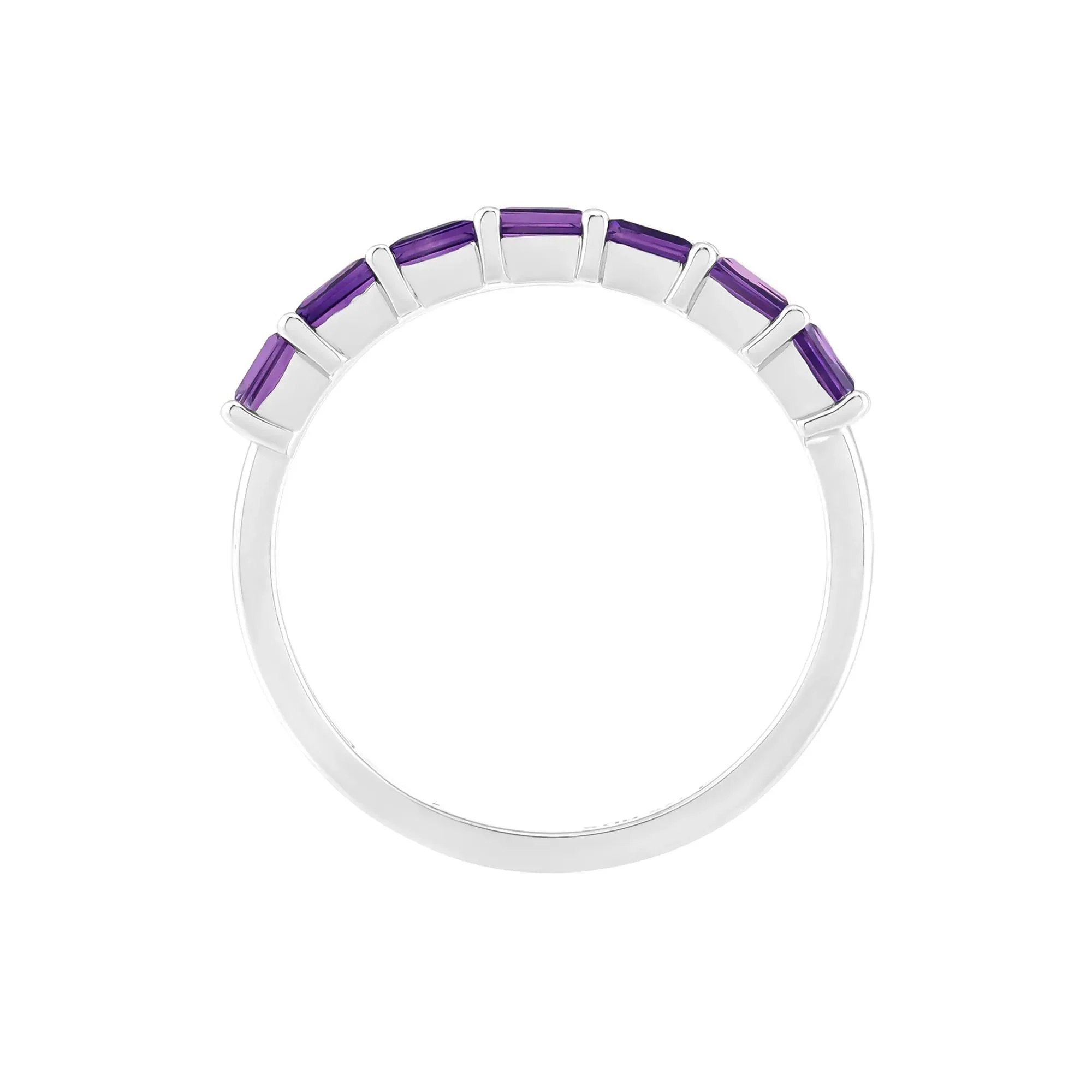 Amethyst Baguette Stack Ring .925 Sterling Silver White Size 9 1.5mm - Image 2