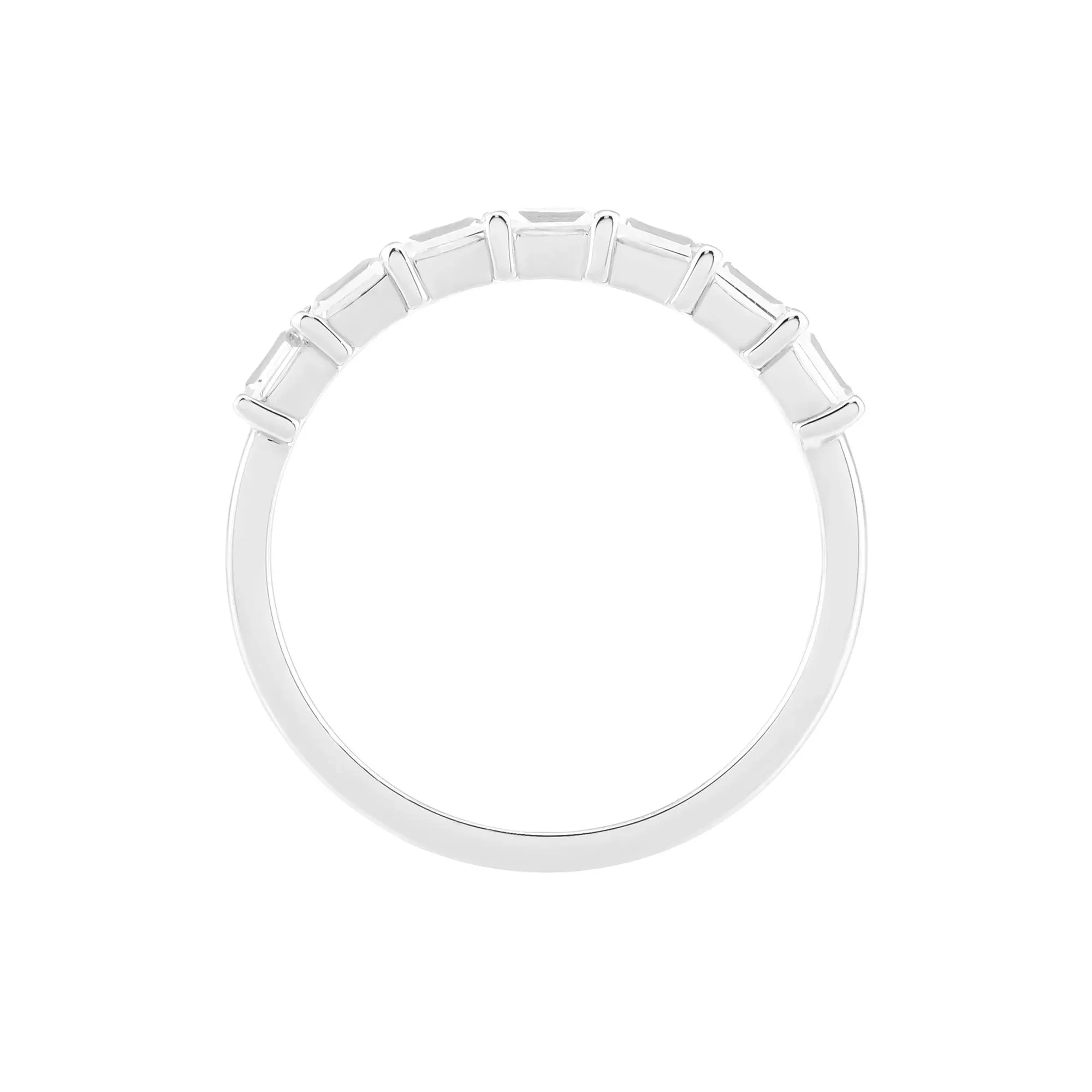 Lab-Created White Sapphire Baguette Stack Ring .925 Sterling Silver Size 6.5 1.5mm - Image 2