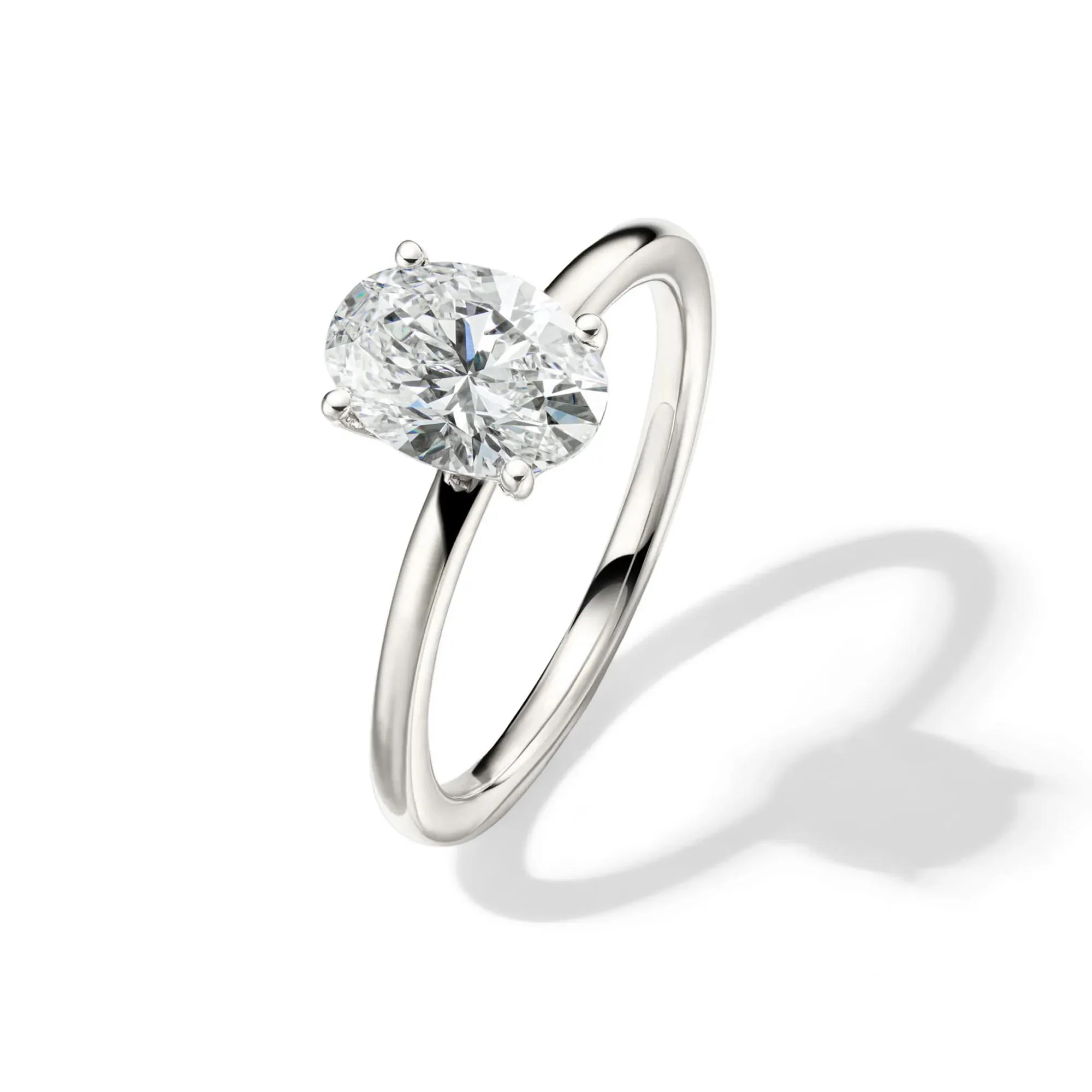 Lab Grown Diamond Solitaire Oval Engagement Ring 14K White Gold (1/2 CT.) Size 4.5 2mm - Image 3
