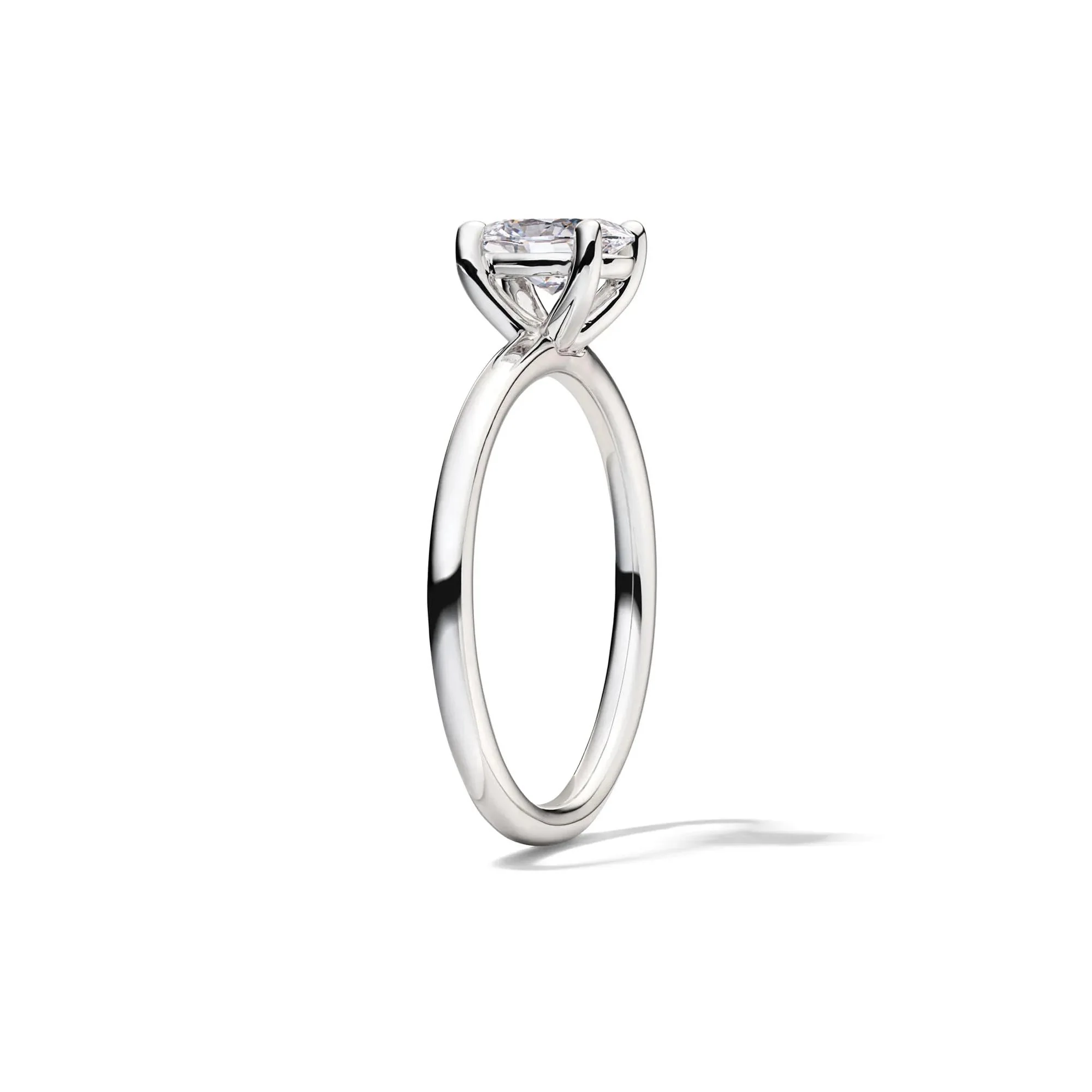 Lab Grown Diamond Solitaire Oval Engagement Ring 14K White Gold (1/2 CT.) Size 5 2mm - Image 2
