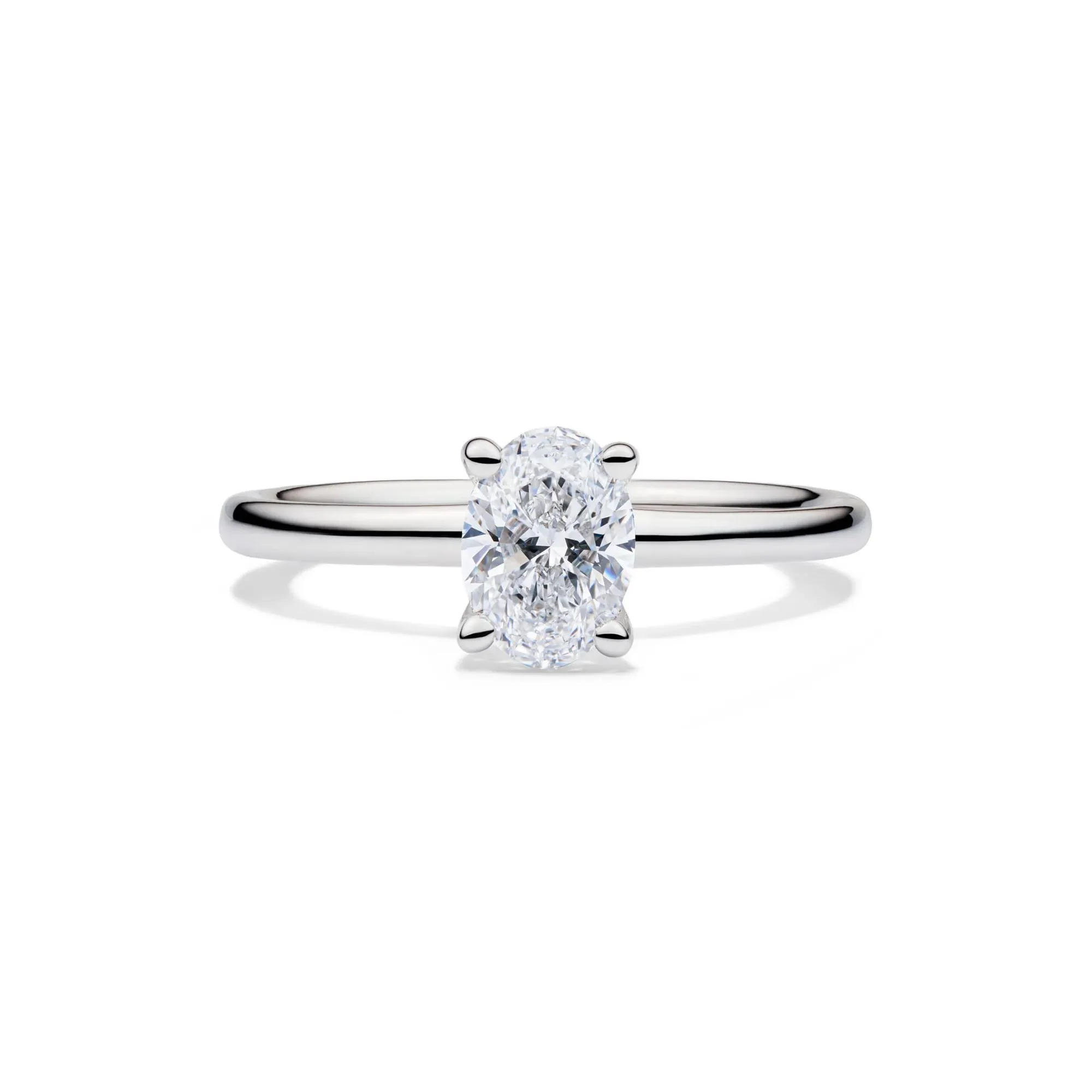 Lab Grown Diamond Solitaire Oval Engagement Ring 14K White Gold (1/2 CT.) Size 7.5 2mm - Image 4