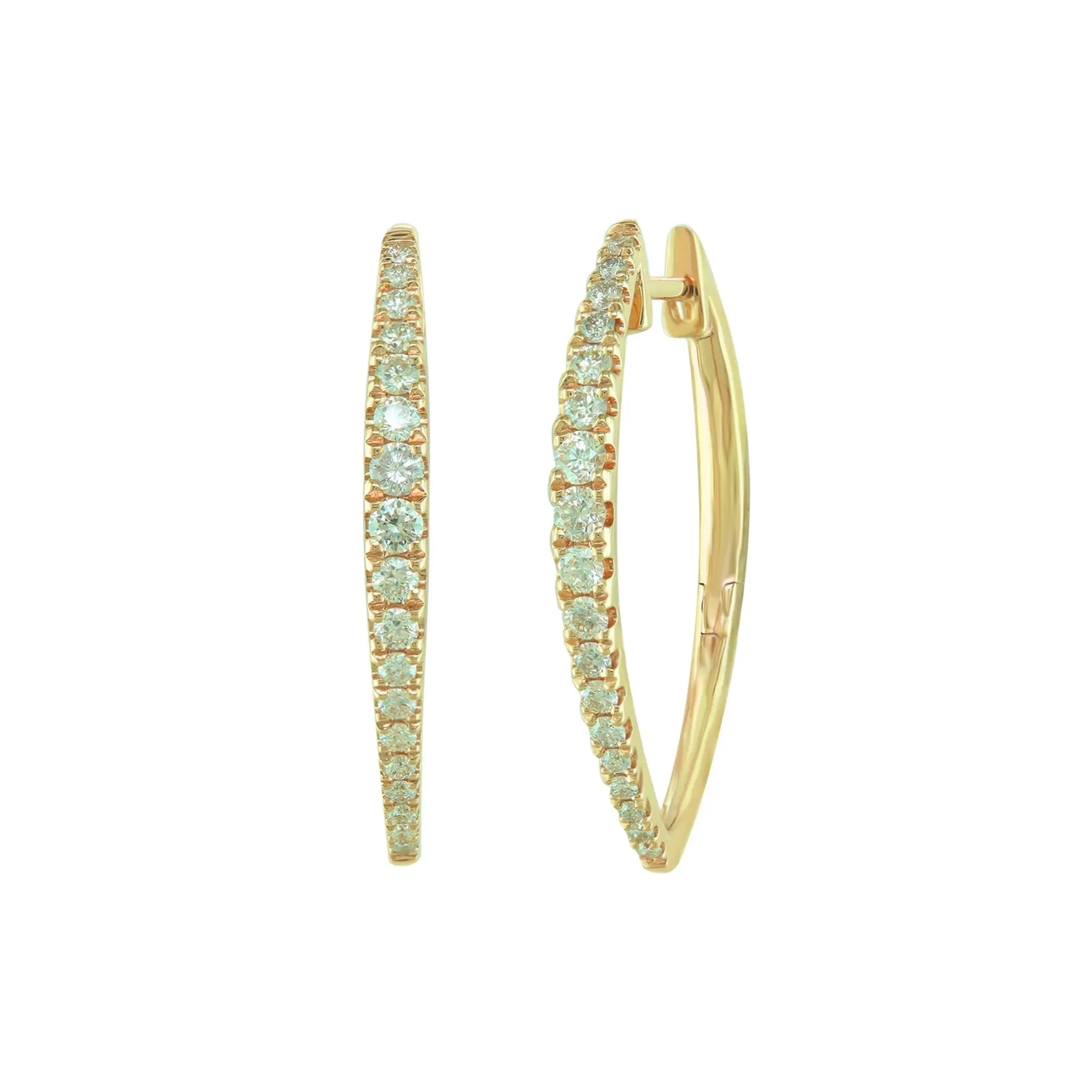 1/2 CT. Tw. Diamond V-Hoop Earrings 10K Yellow Gold Size 17.00mm