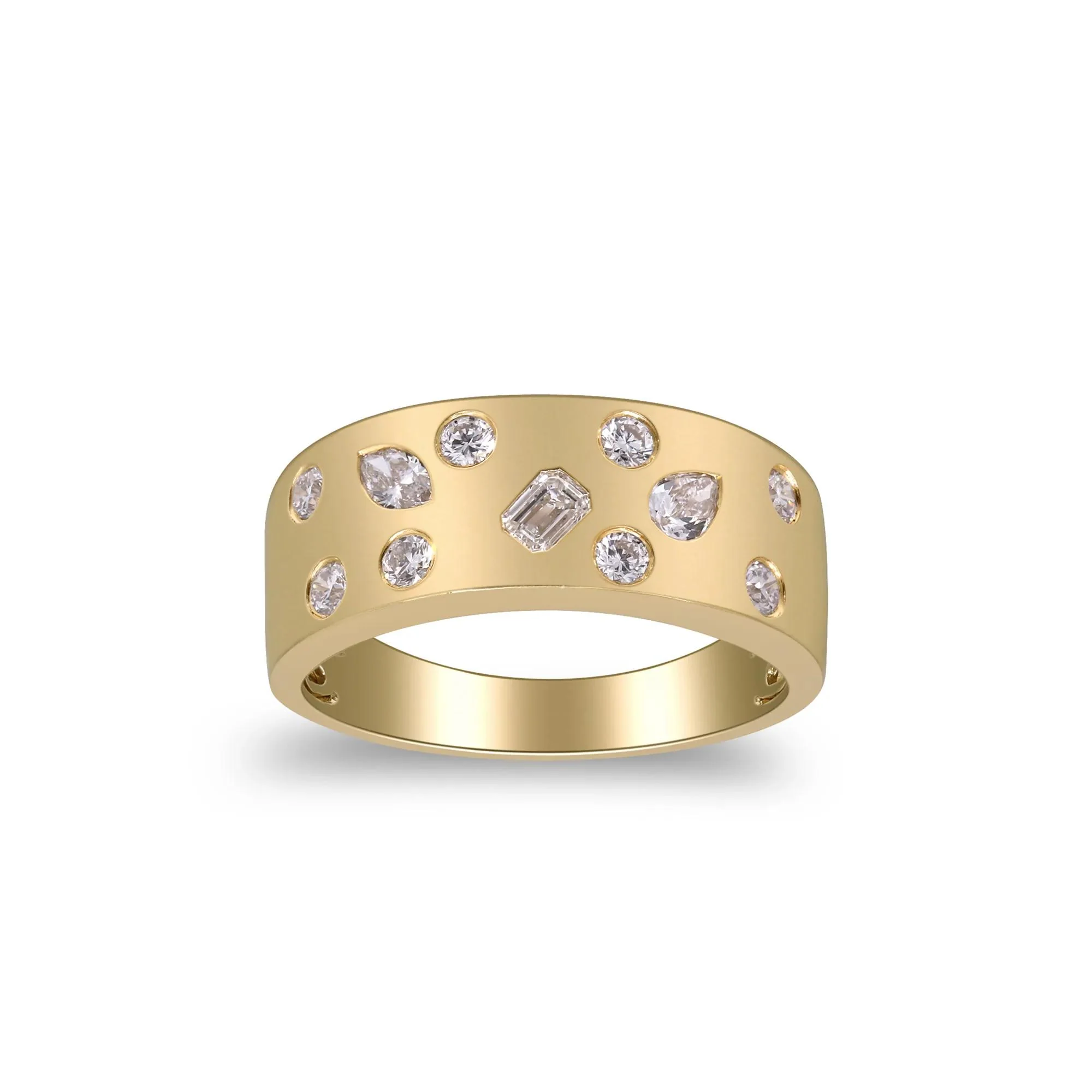 Multi-Cut Diamond Ring 10K Yellow Gold Size 6 2mm