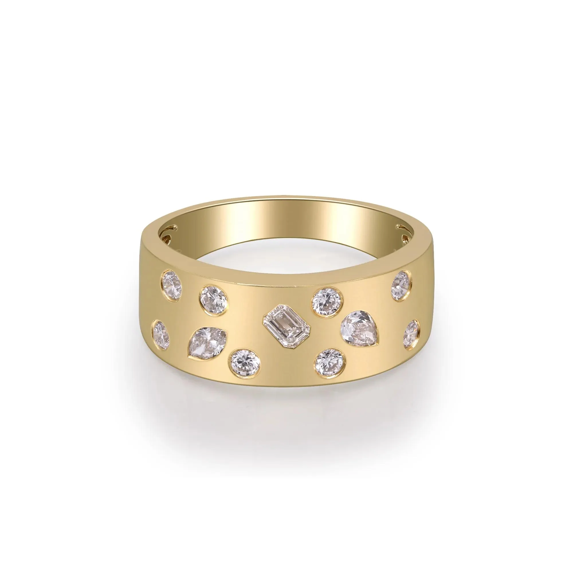 Multi-Cut Diamond Ring 10K Yellow Gold Size 6 2mm - Image 2
