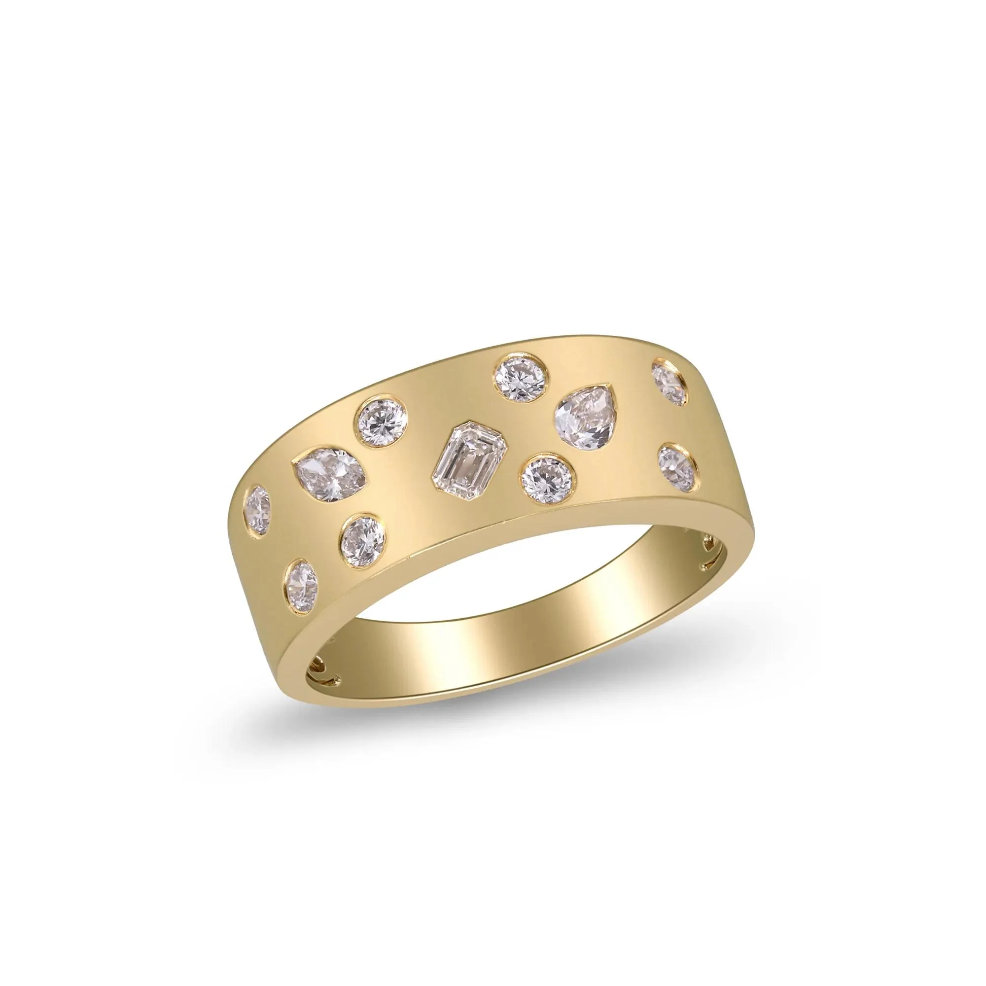 Multi-Cut Diamond Ring 10K Yellow Gold Size 6.5 2mm - Image 3