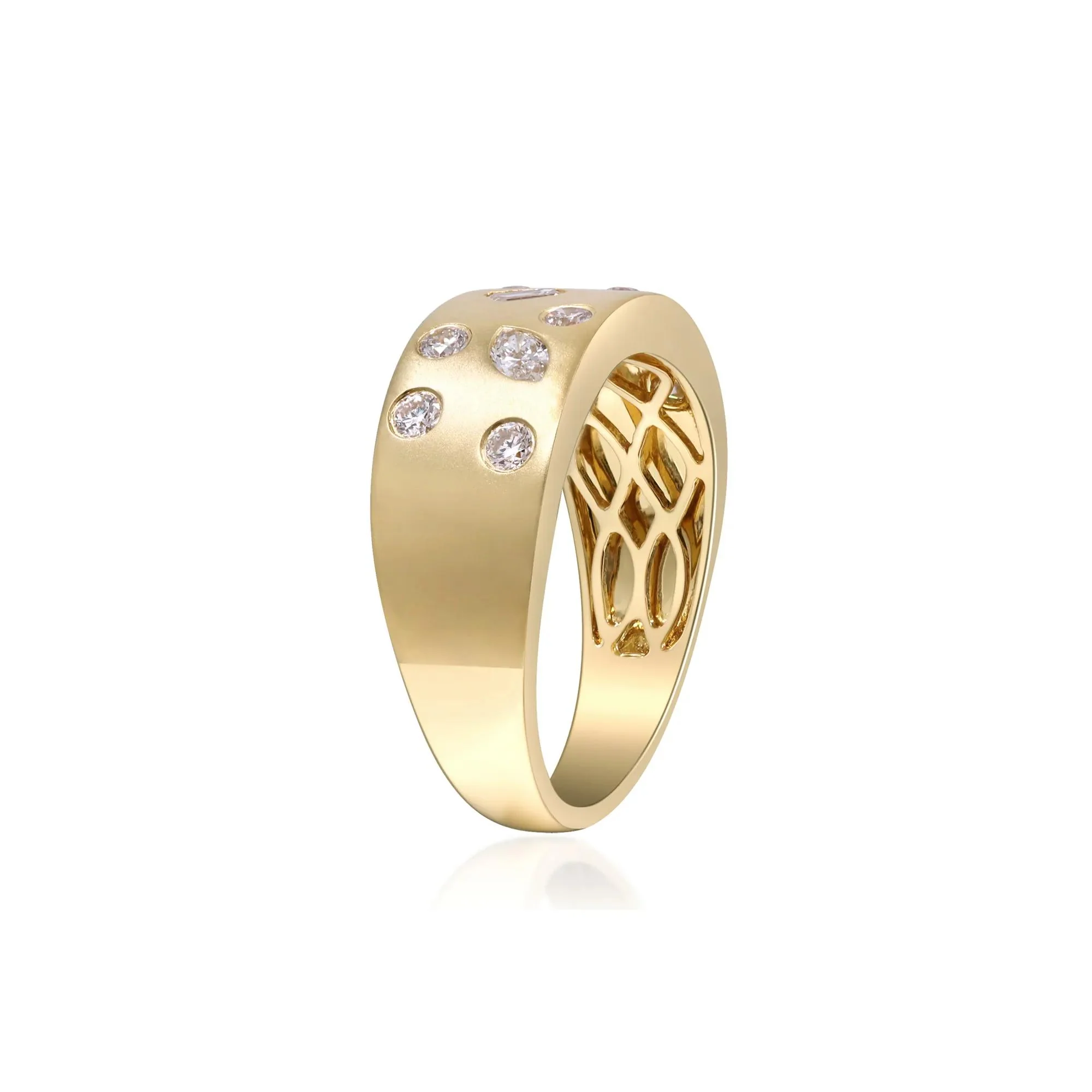 Multi-Cut Diamond Ring 10K Yellow Gold Size 8 2mm - Image 4