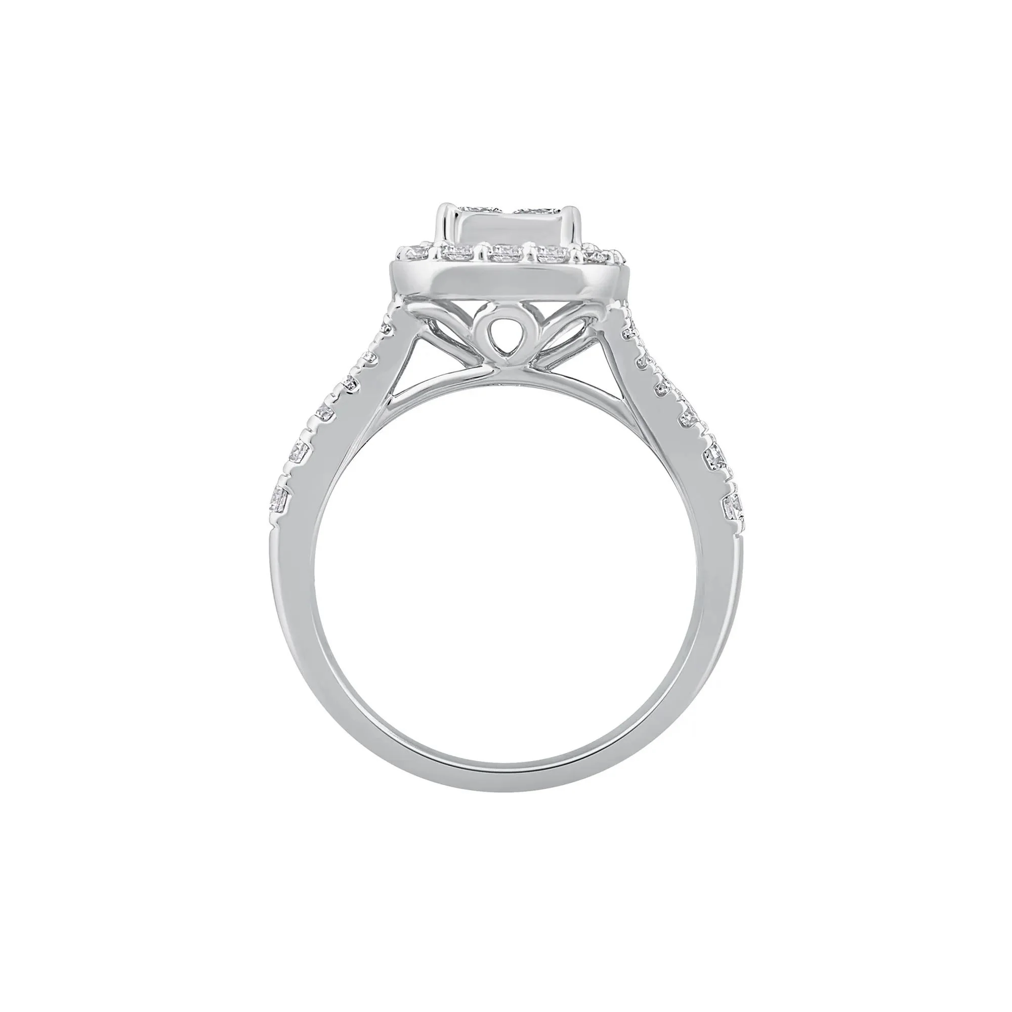 1/4 CT. Tw. Princess-Cut Diamond Composite Engagement Ring 10K White Gold Round Brilliant Cut Size 6 1mm - Image 2