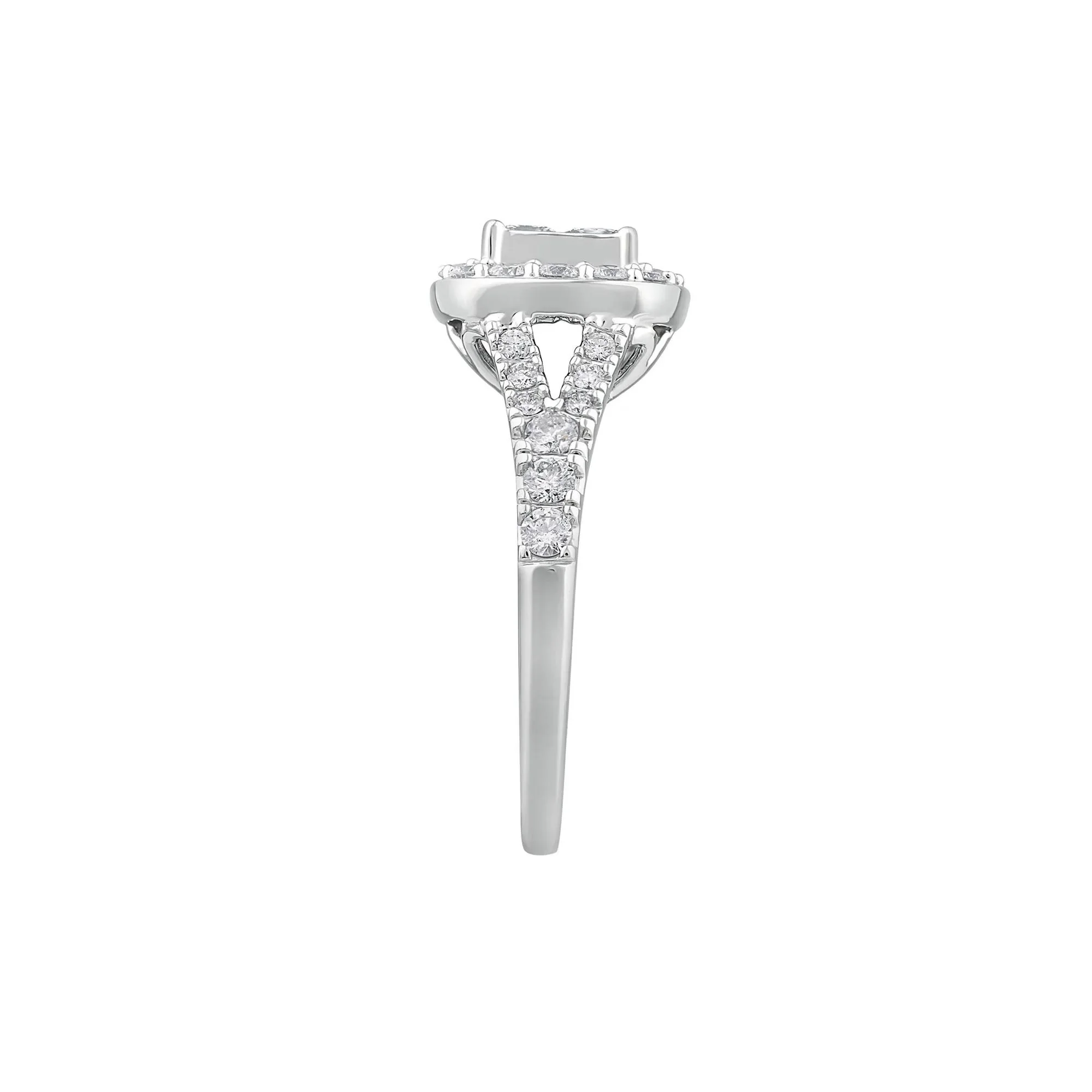 1/4 CT. Tw. Princess-Cut Diamond Composite Engagement Ring 10K White Gold Round Brilliant Cut Size 8 1mm - Image 3