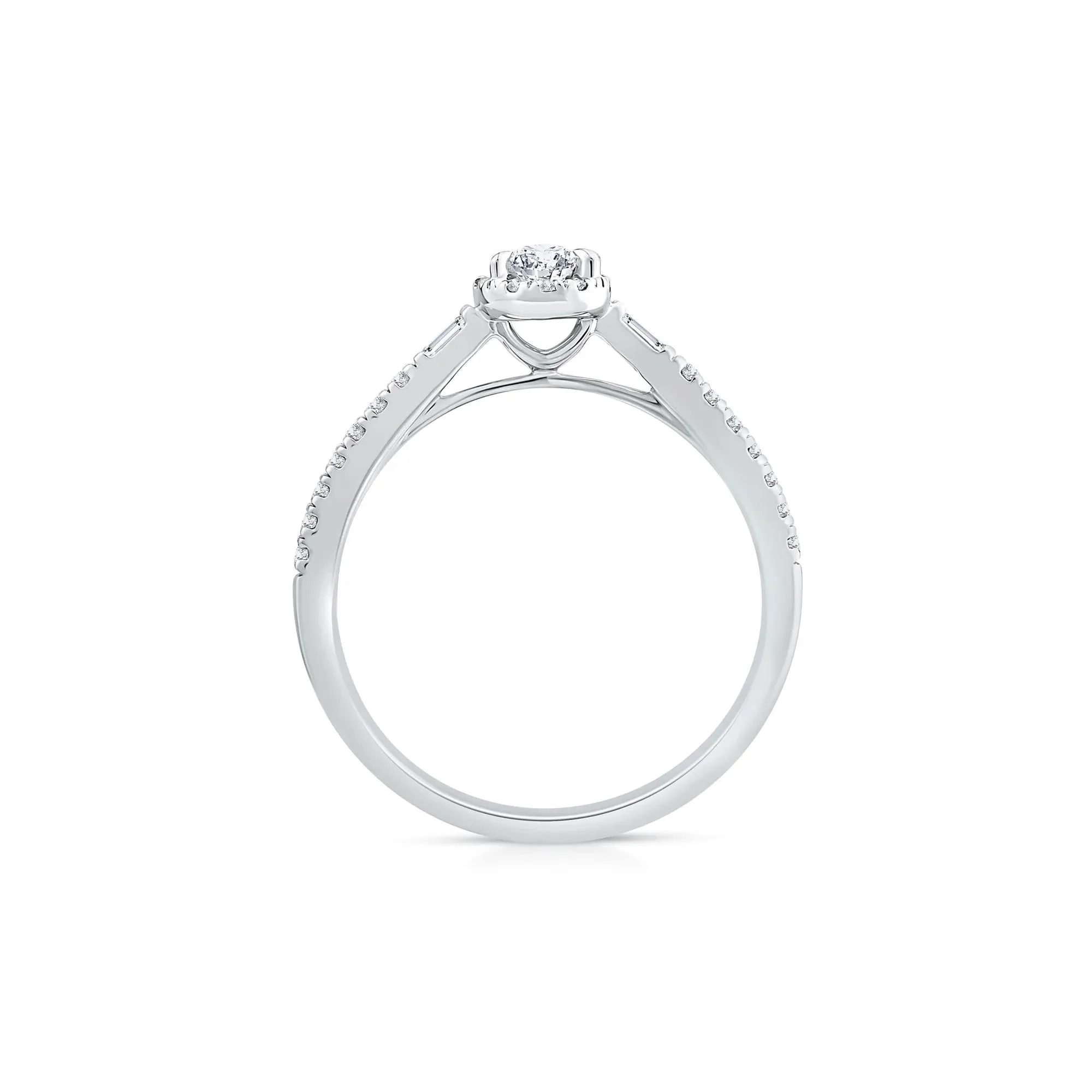 3/8 CT. Tw. Pear-Shaped Diamond Halo Engagement Ring 10K White Gold Round Brilliant Cut Size 6.5 1mm