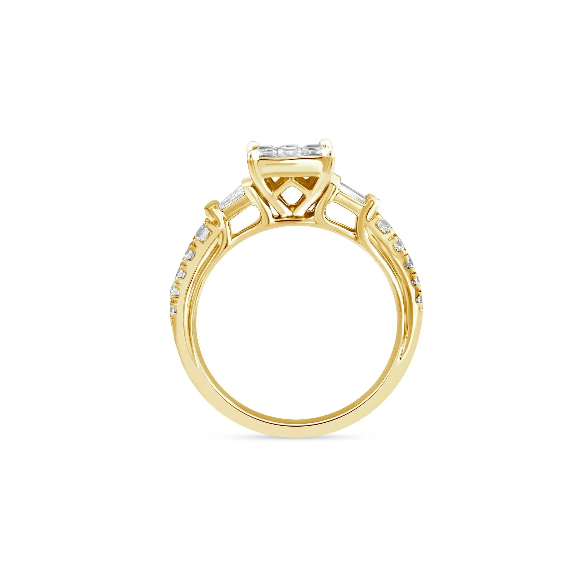 3/4 CT. Tw. Princess-Cut Diamond Composite Engagement Ring 10K Yellow Gold Round Brilliant Cut Size 8.5 1.5mm - Image 2
