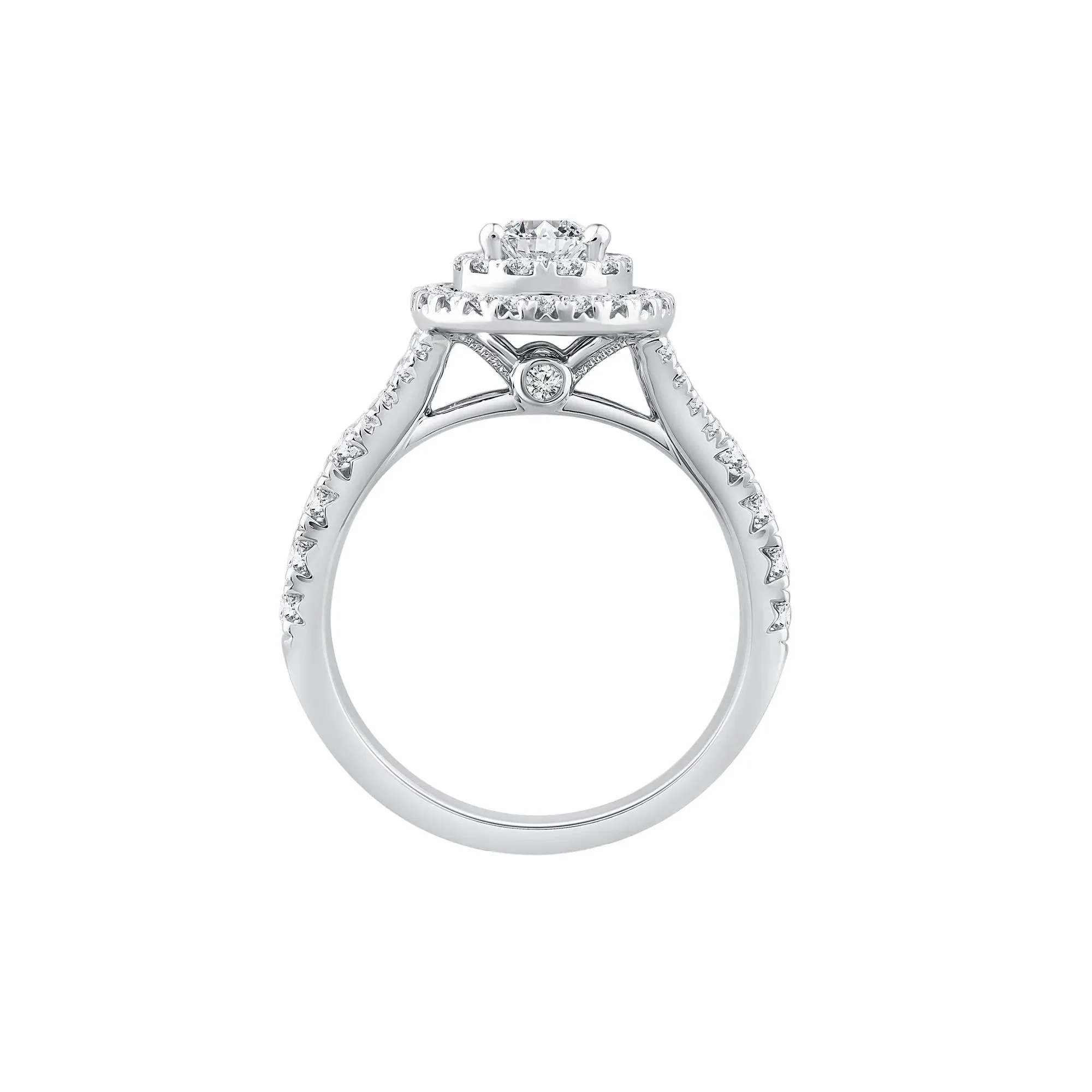 1/4 CT. Tw. Pear-Shaped Diamond Double Halo Engagement Ring 14K White Gold Round Brilliant Cut Size 6.5 1mm - Image 2