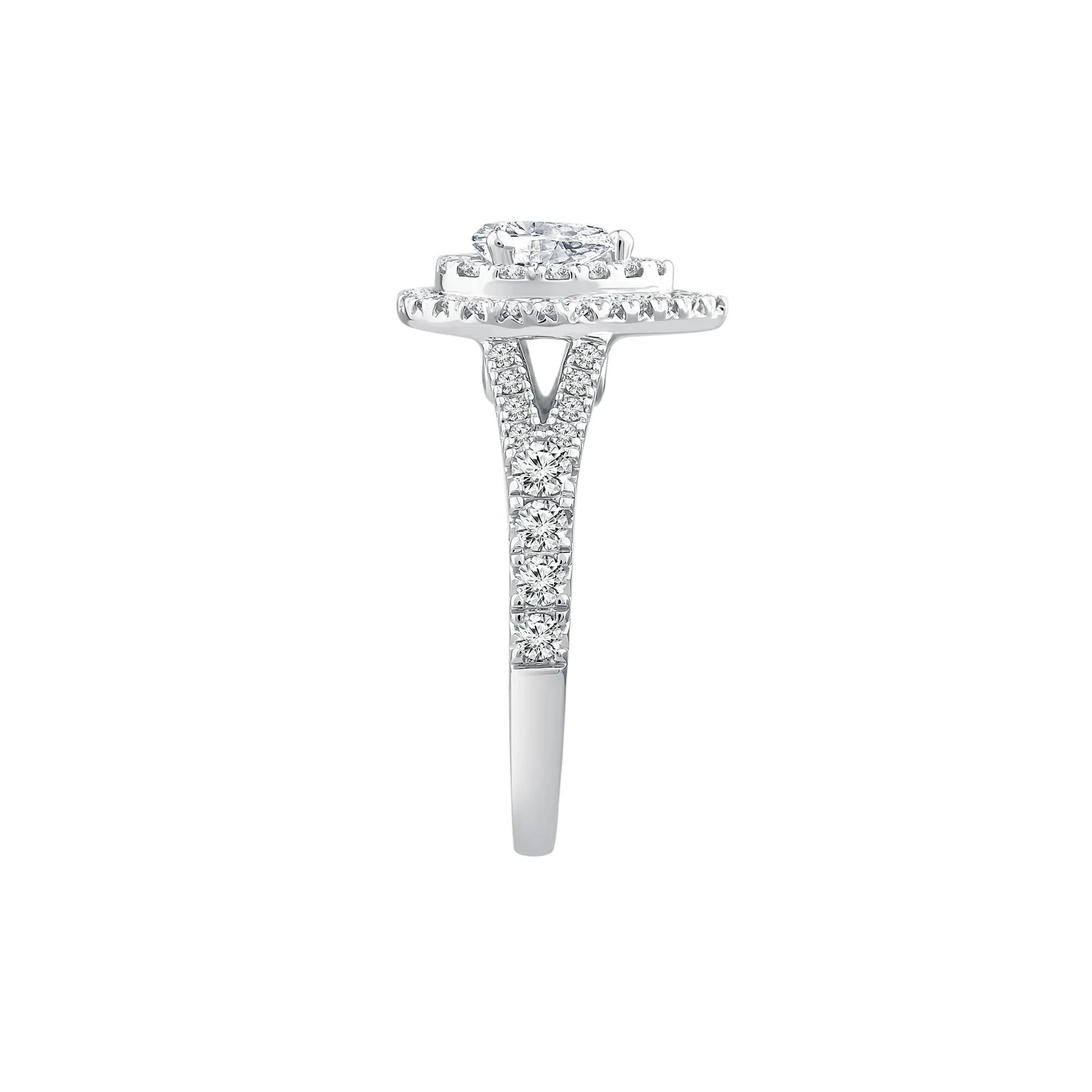 1/4 CT. Tw. Pear-Shaped Diamond Double Halo Engagement Ring 14K White Gold Round Brilliant Cut Size 8 1mm - Image 3