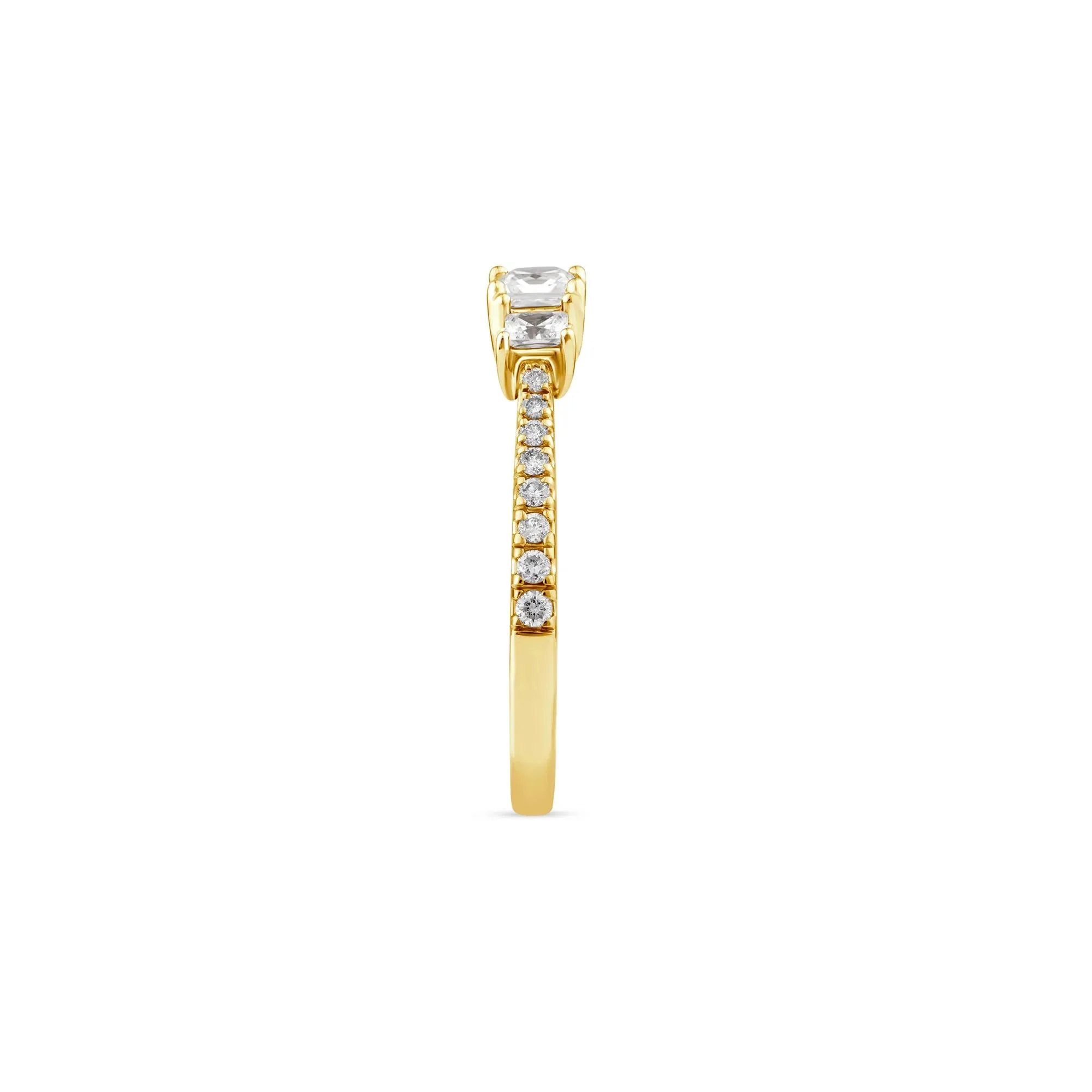 3/4 CT. Tw. Diamond Three-Stone Engagement Ring 14K Yellow Gold Round Brilliant Cut Size 7 1.5mm - Image 2