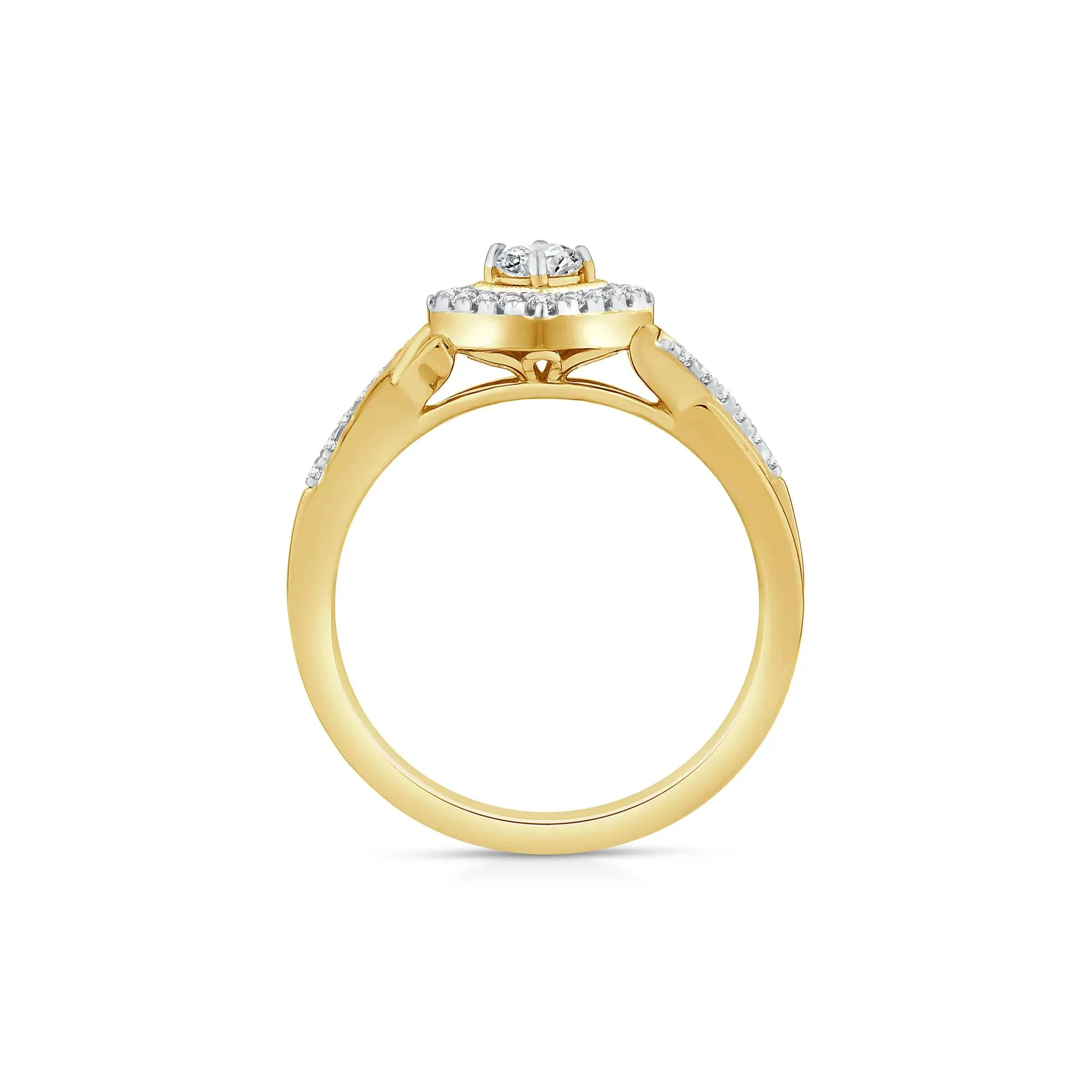 1/3 CT. Tw. Diamond Halo Promise Ring 10K Yellow Gold Size 7 1mm