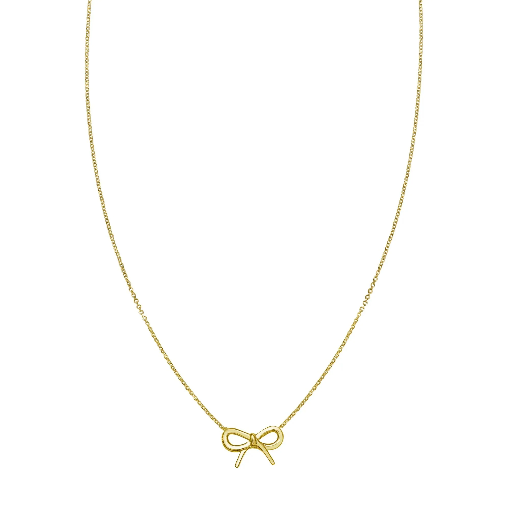 Bow Pendant Necklace 14K Yellow Gold Size 18"