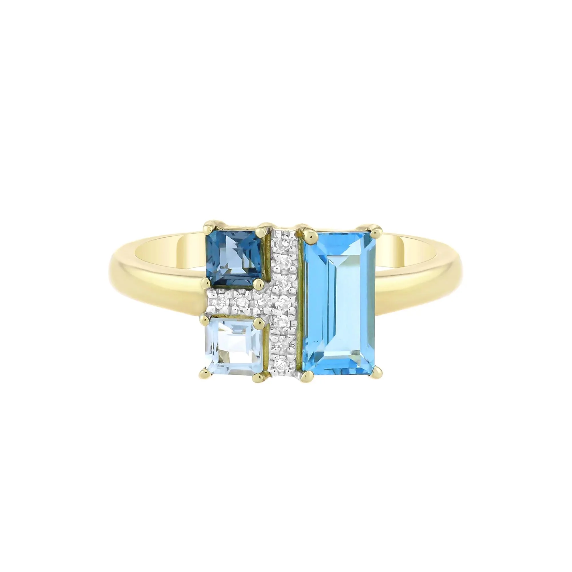 Blue Topaz London Blue Topaz and Diamond Accent Ring 10K Yellow Gold Size 5 2mm