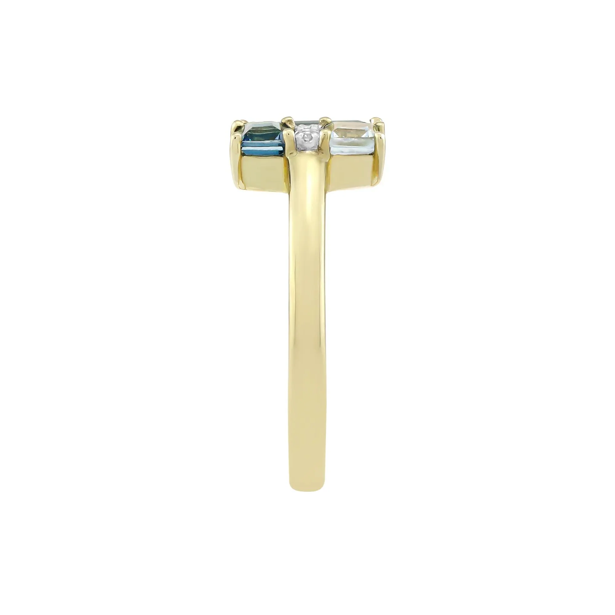 Blue Topaz London Blue Topaz and Diamond Accent Ring 10K Yellow Gold Size 9 2mm - Image 3