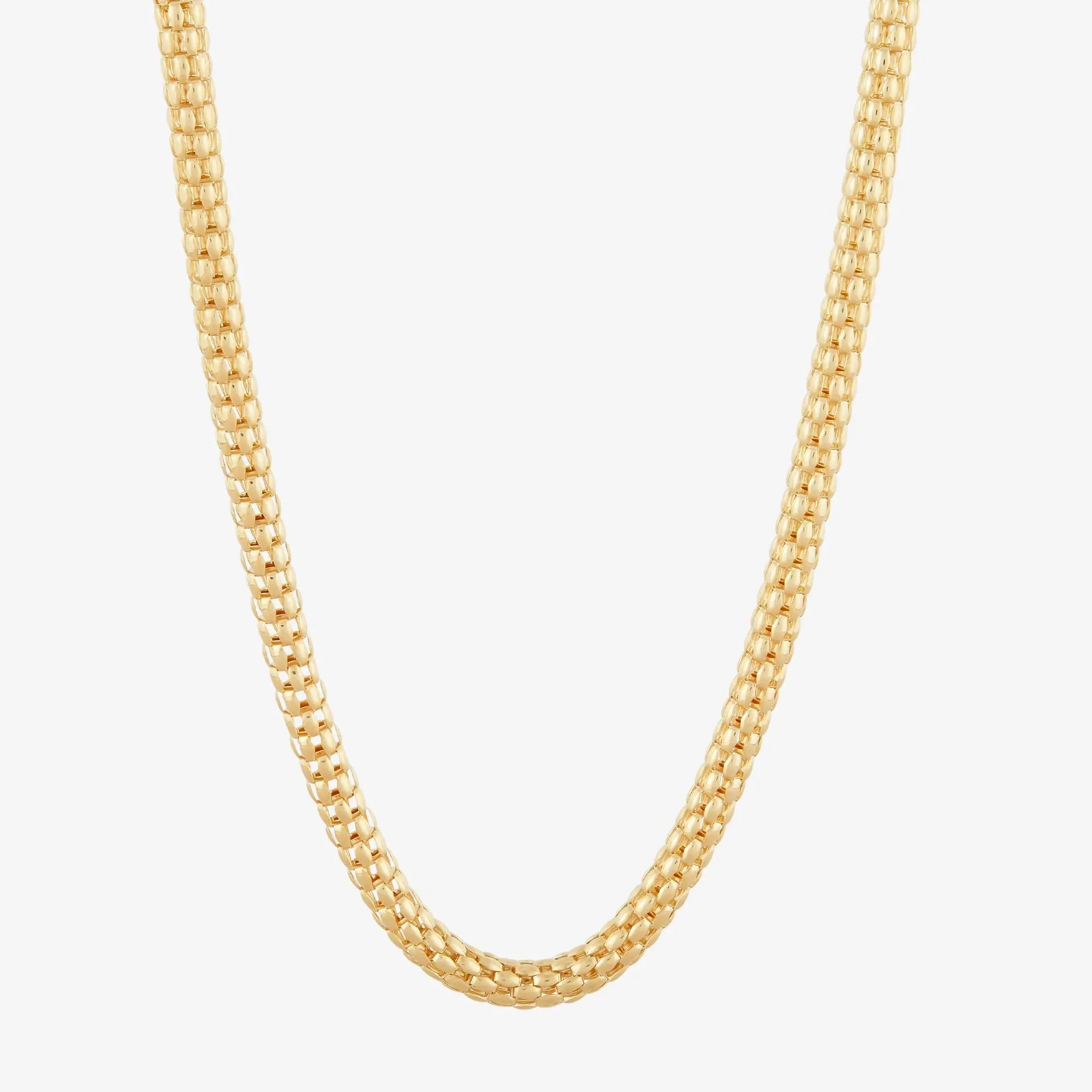 Hollow Popcorn Chain 14K Yellow Gold Necklace Size 18"