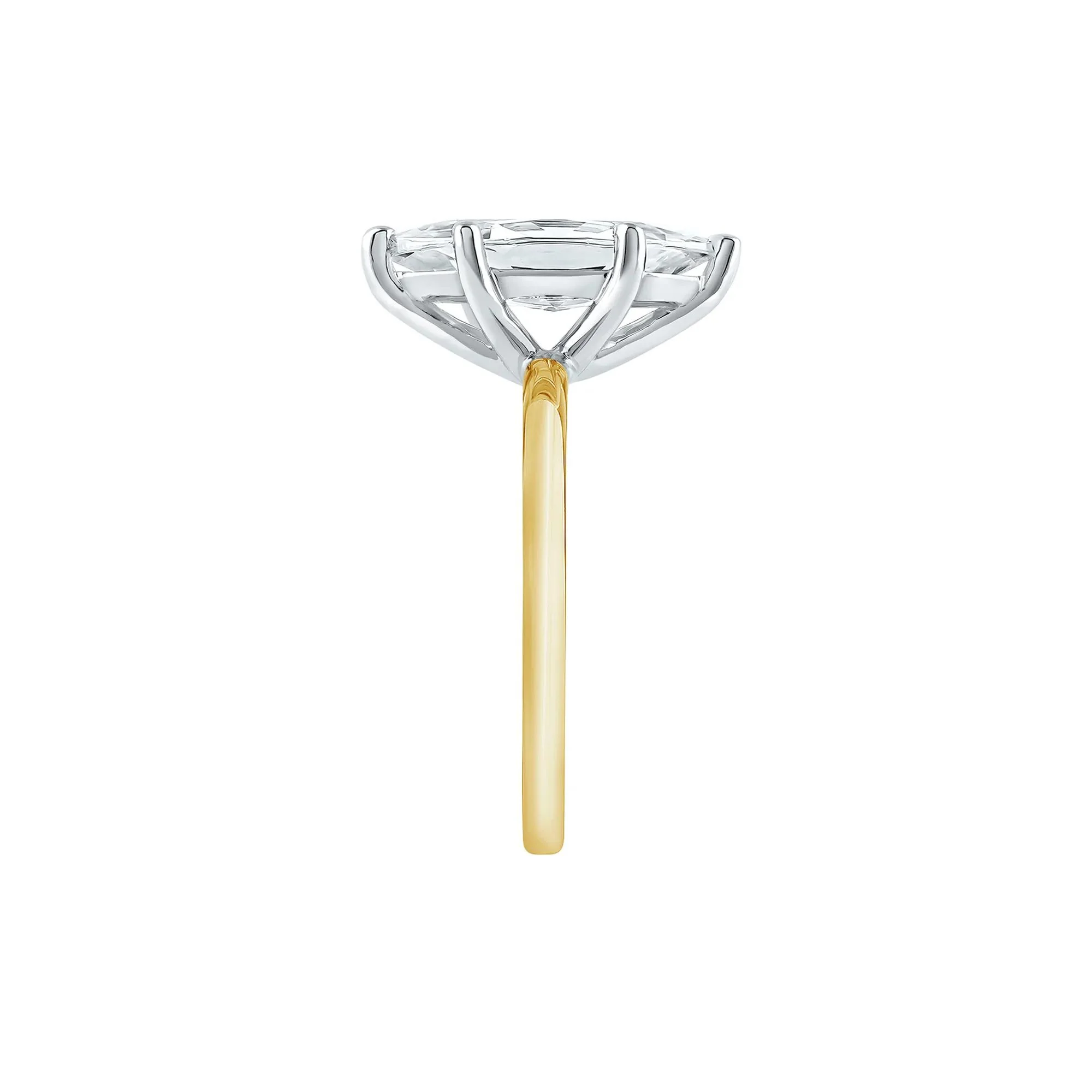 Lab Grown Diamond Solitaire Marquise Engagement Ring 14K White & Yellow Gold (3 CT.) Size 5 2mm - Image 2