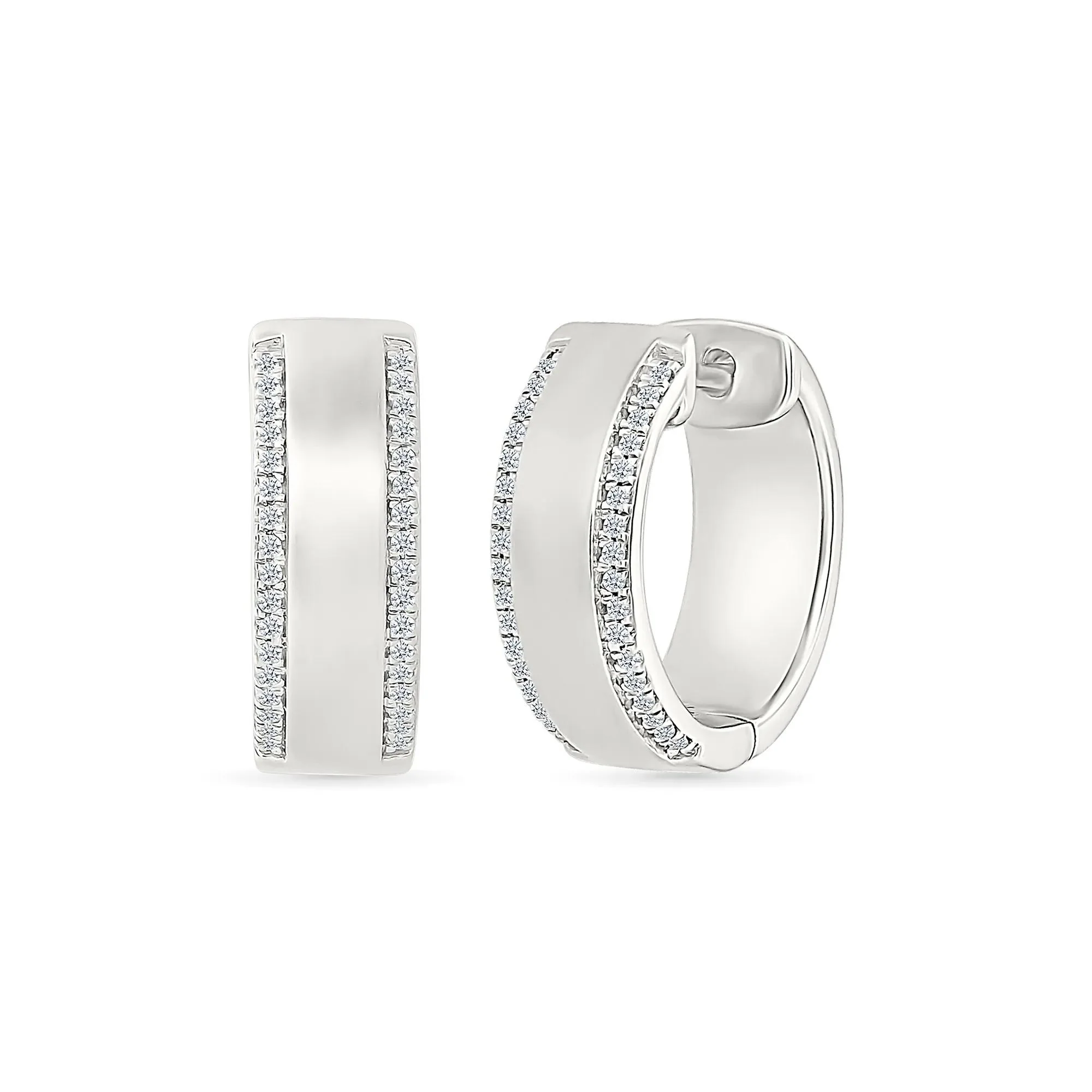 1/5 CT. Tw. Diamond Hoops .925 Sterling .925 Sterling Silver Earring White Size 6.00mm