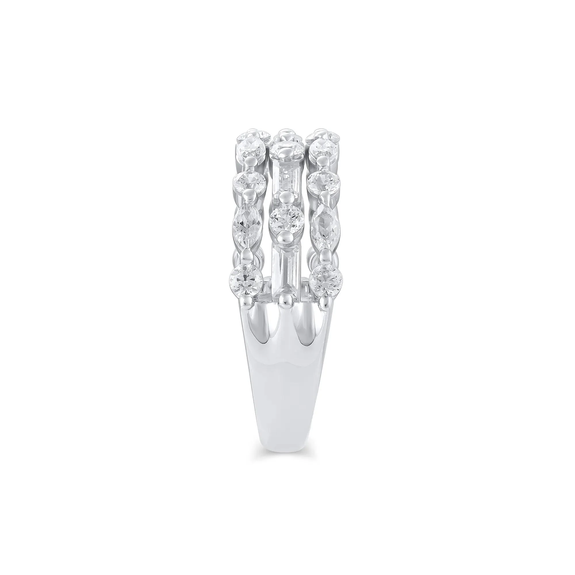 Multi-Shape Three-Row Lab Grown Diamond Band Ring White Size 6.5 - Image 2