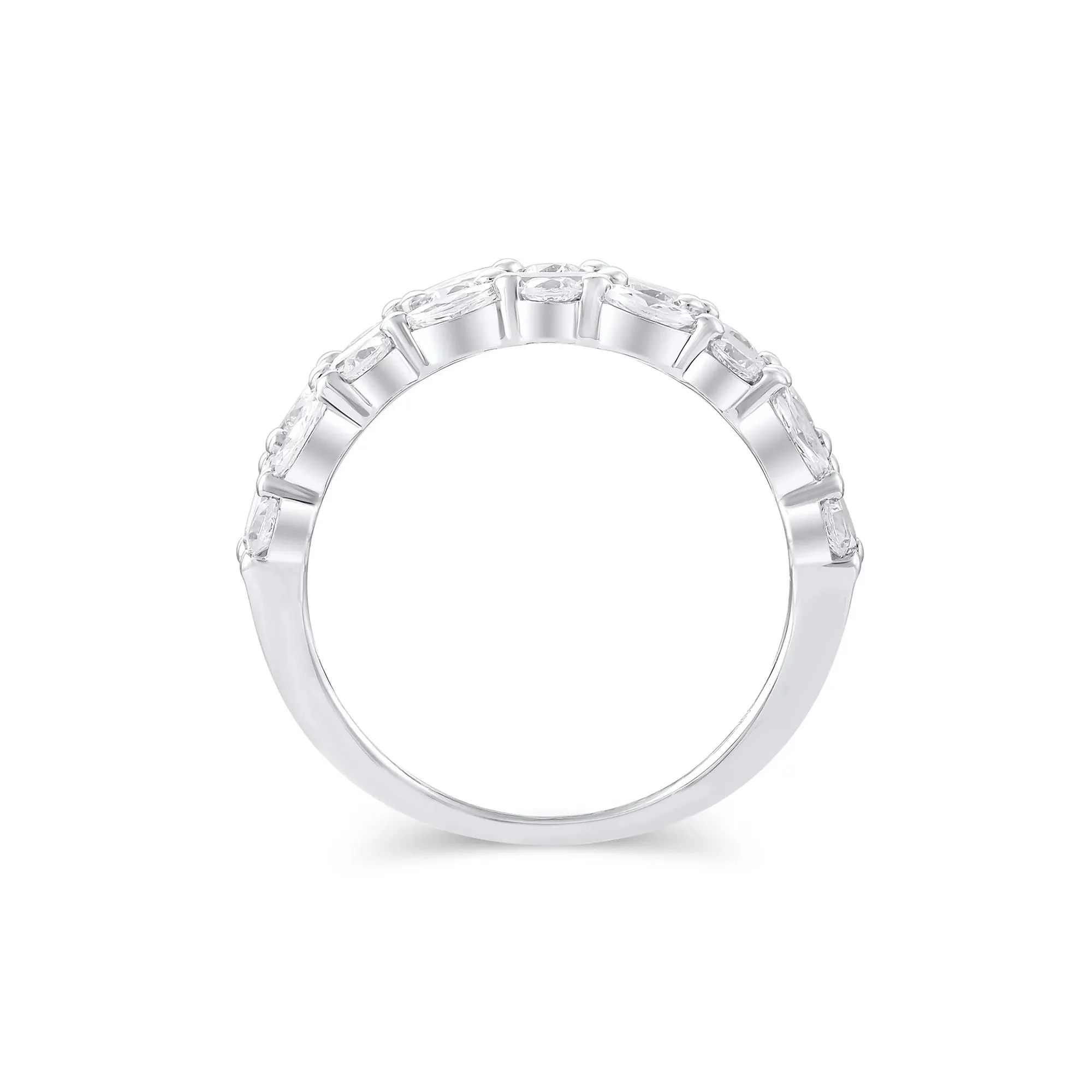 Multi-Shape Three-Row Lab Grown Diamond Band Ring White Size 7 - Image 3