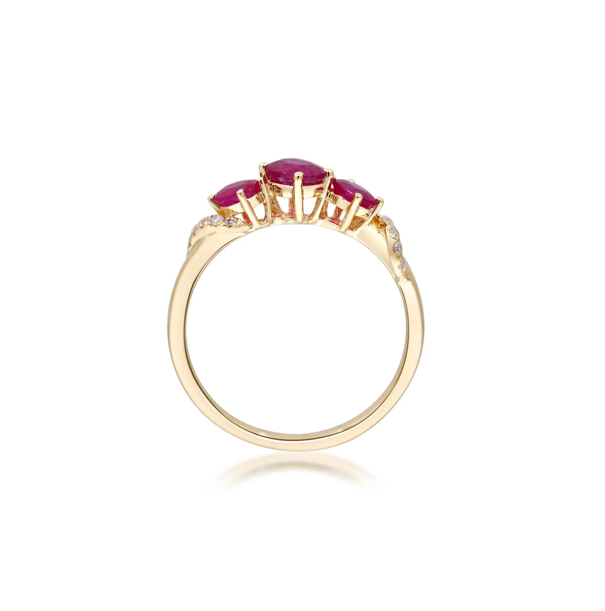 Ruby and Diamond Accent Ring 10K White Gold Round Brilliant Cut Yellow Size 7 2mm - Image 2