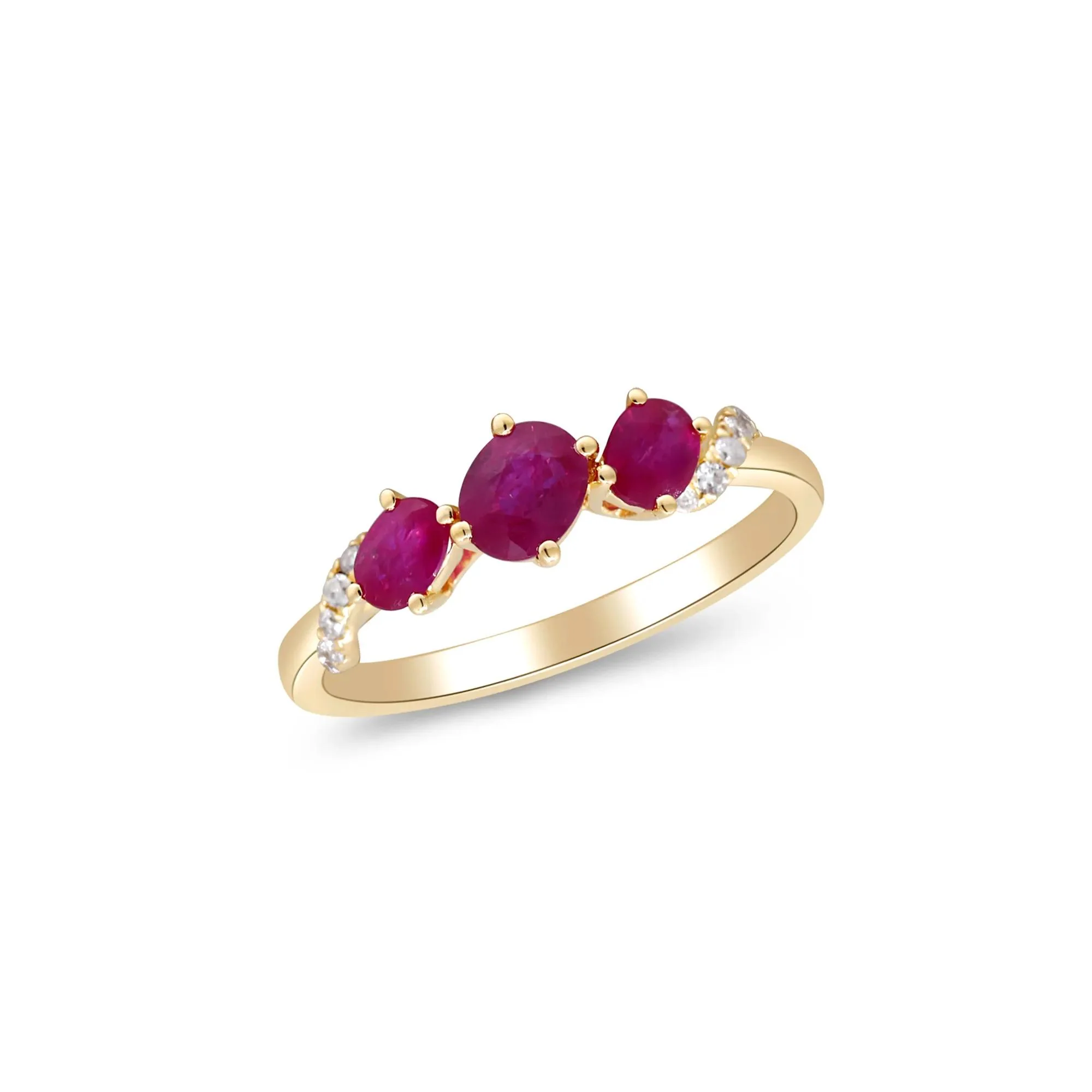 Ruby and Diamond Accent Ring 10K White Gold Round Brilliant Cut Yellow Size 8.5 2mm - Image 4