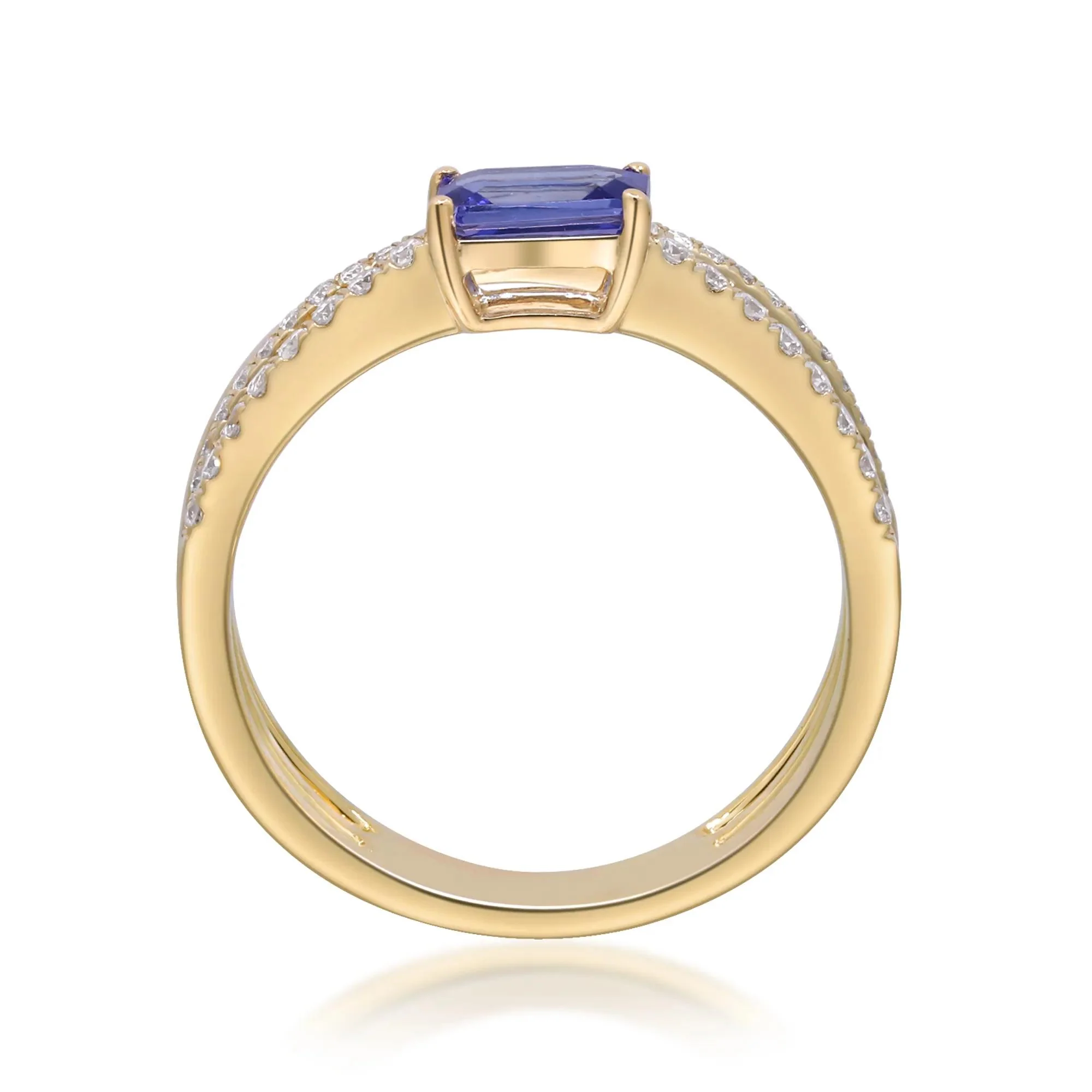 1/4 CT. Tw. Tanzanite and Diamond Crossover Ring 10K Yellow Gold Size 6 2mm - Image 2
