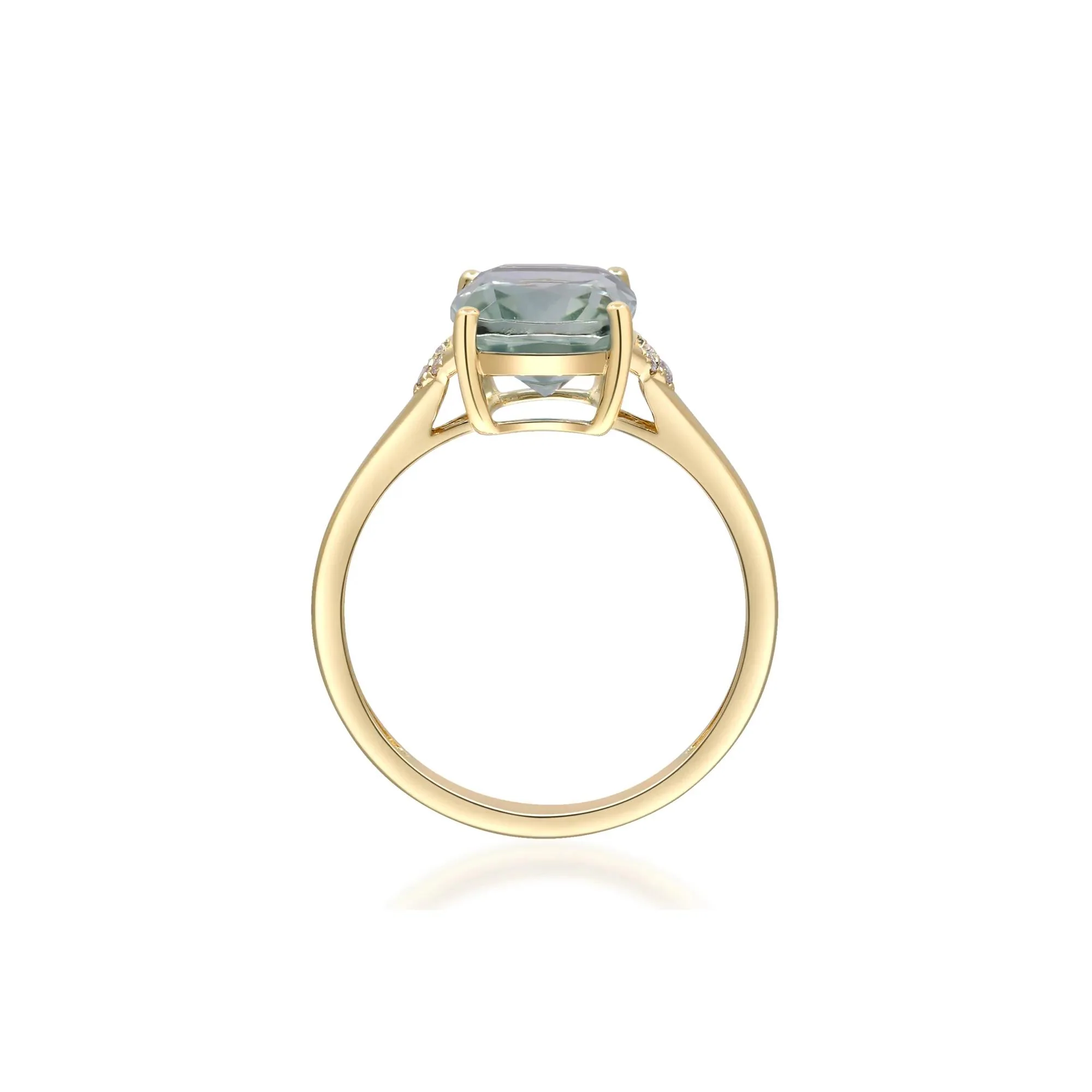 Green Amethyst and Diamond Accent Ring 10K Yellow Gold Size 7 2mm - Image 3