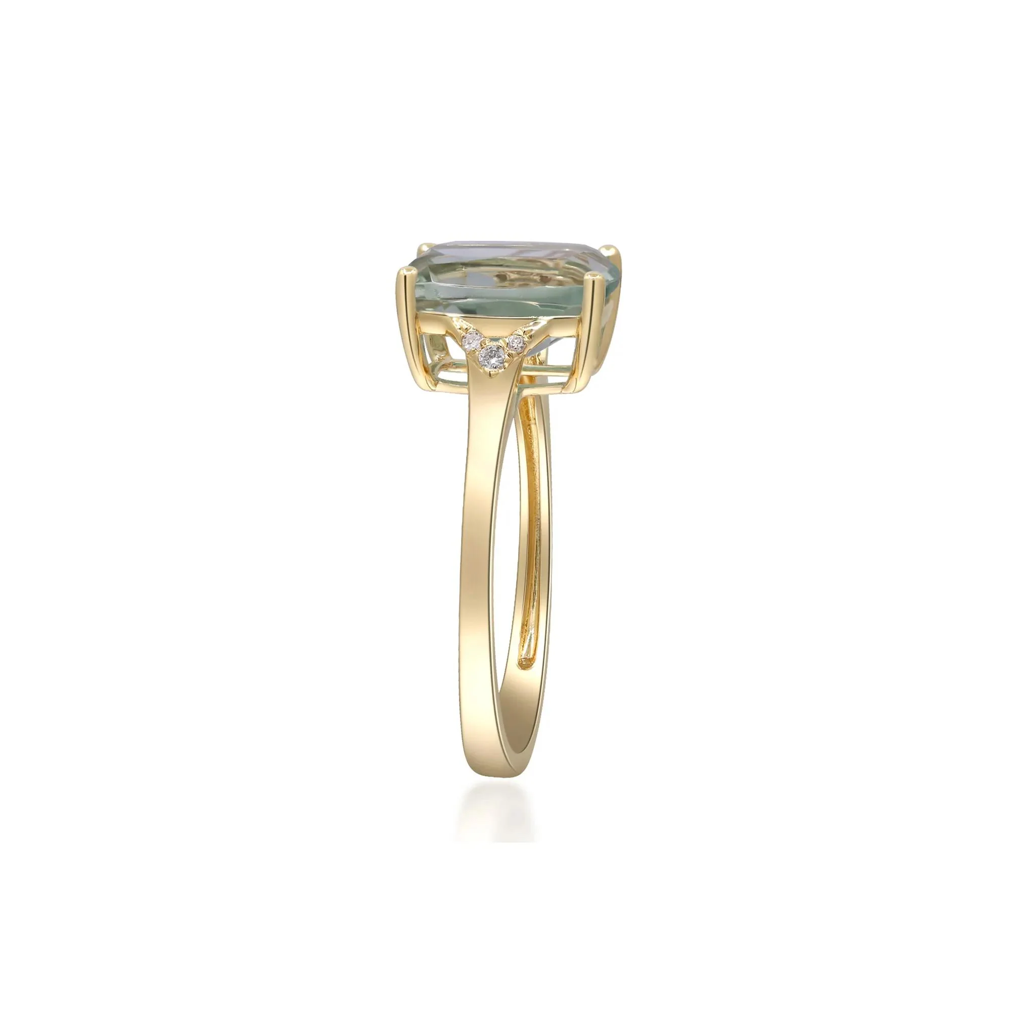 Green Amethyst and Diamond Accent Ring 10K Yellow Gold Size 8.5 2mm - Image 2