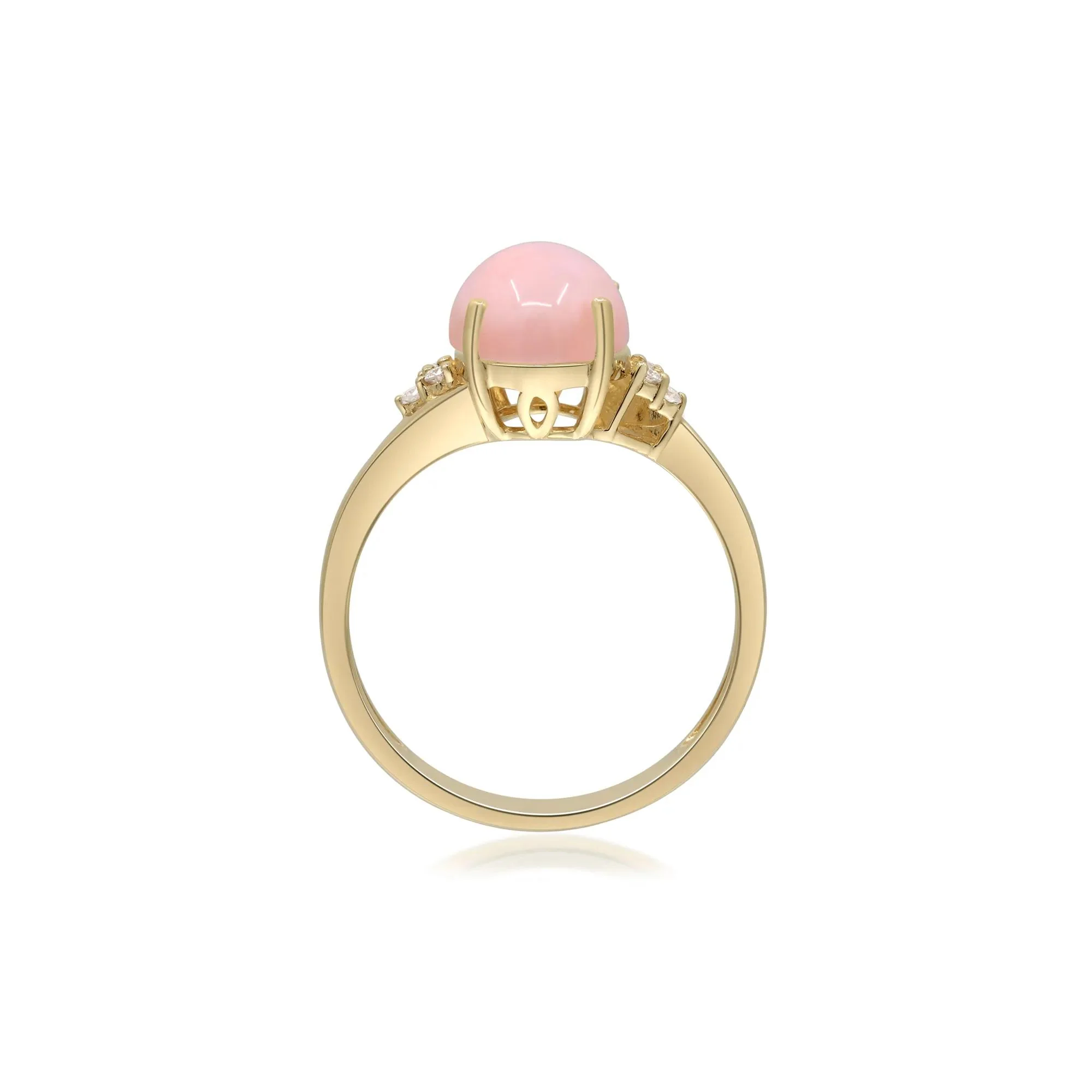 Pink Opal and Diamond Accent Ring 10K Yellow Gold Size 8 2mm - Image 2