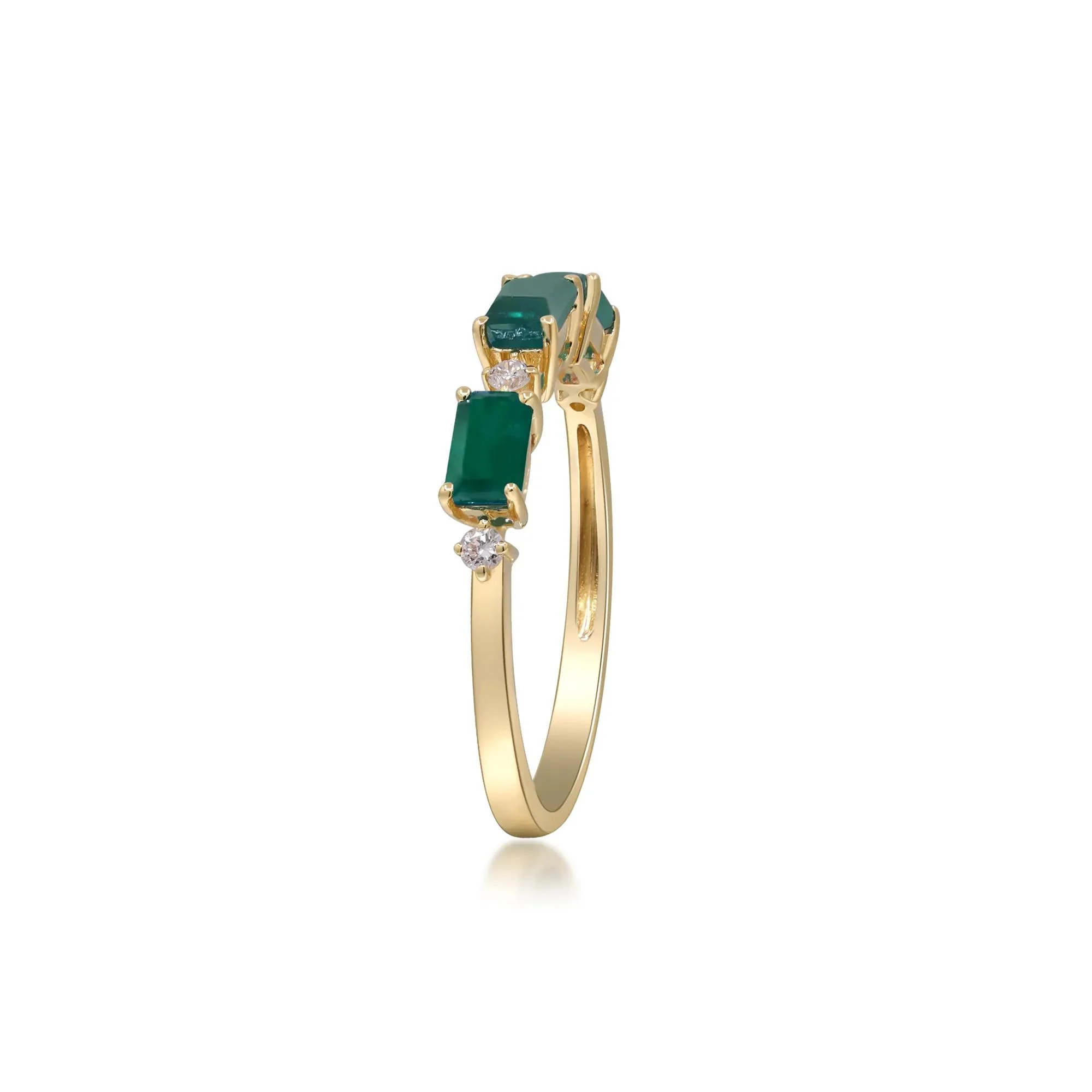 Emerald and Diamond Accent Ring 10K Yellow Gold Size 6.5 2mm - Image 3