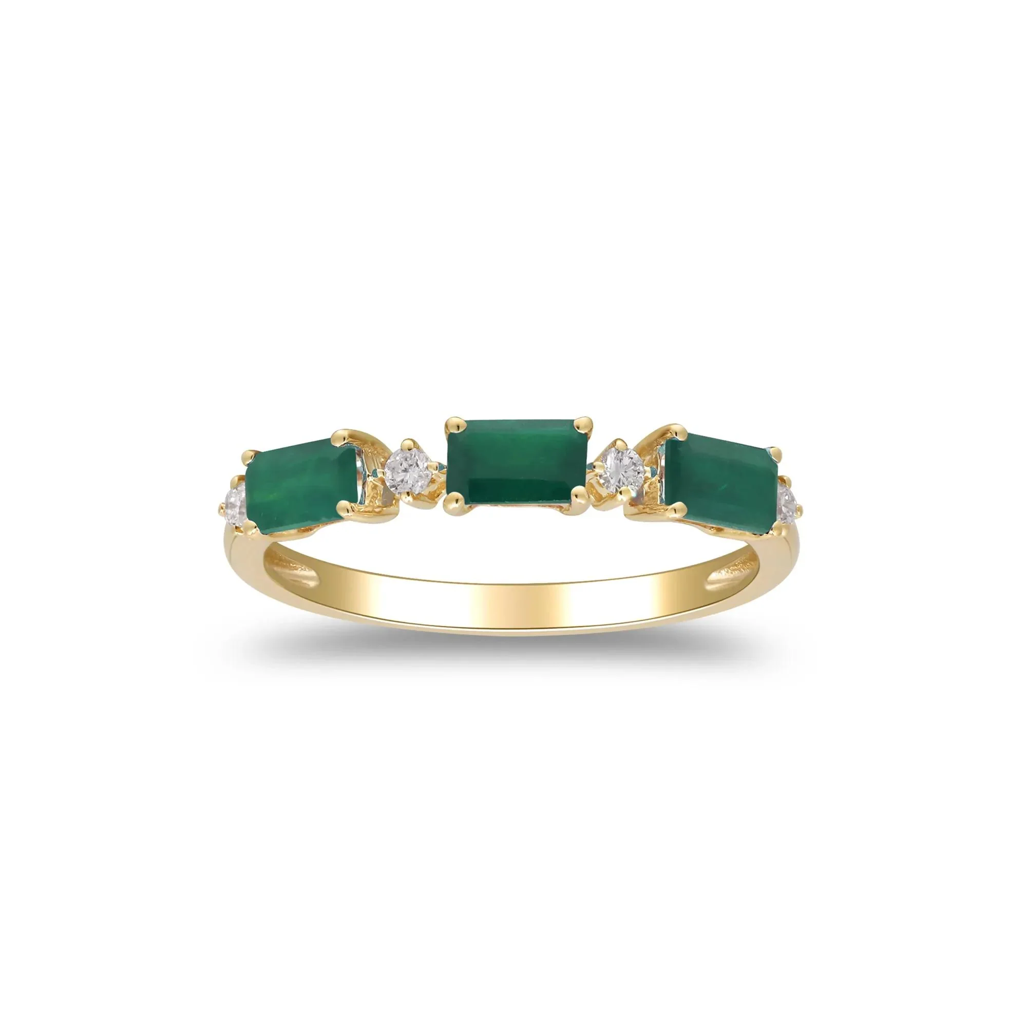 Emerald and Diamond Accent Ring 10K Yellow Gold Size 7 2mm - Image 5