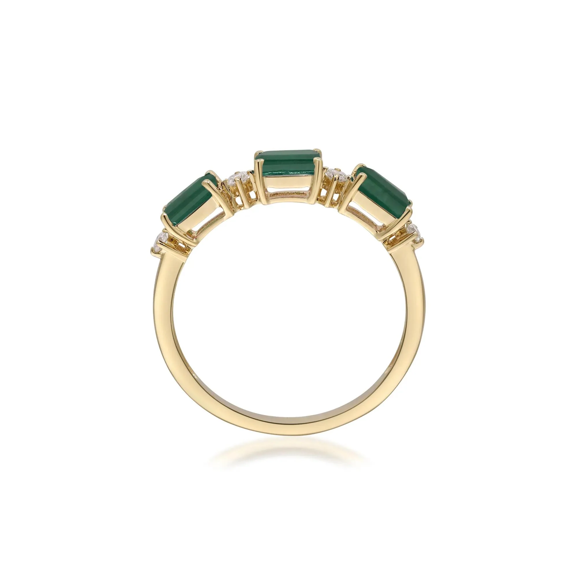 Emerald and Diamond Accent Ring 10K Yellow Gold Size 7.5 2mm - Image 2